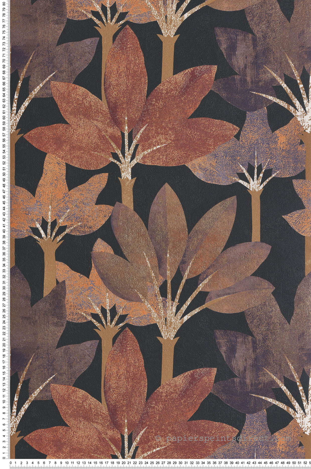 Papier peint Forêt Métallisé Babel bleu encre rouille - Babylone de Casadéco | Réf. BBLN89718644