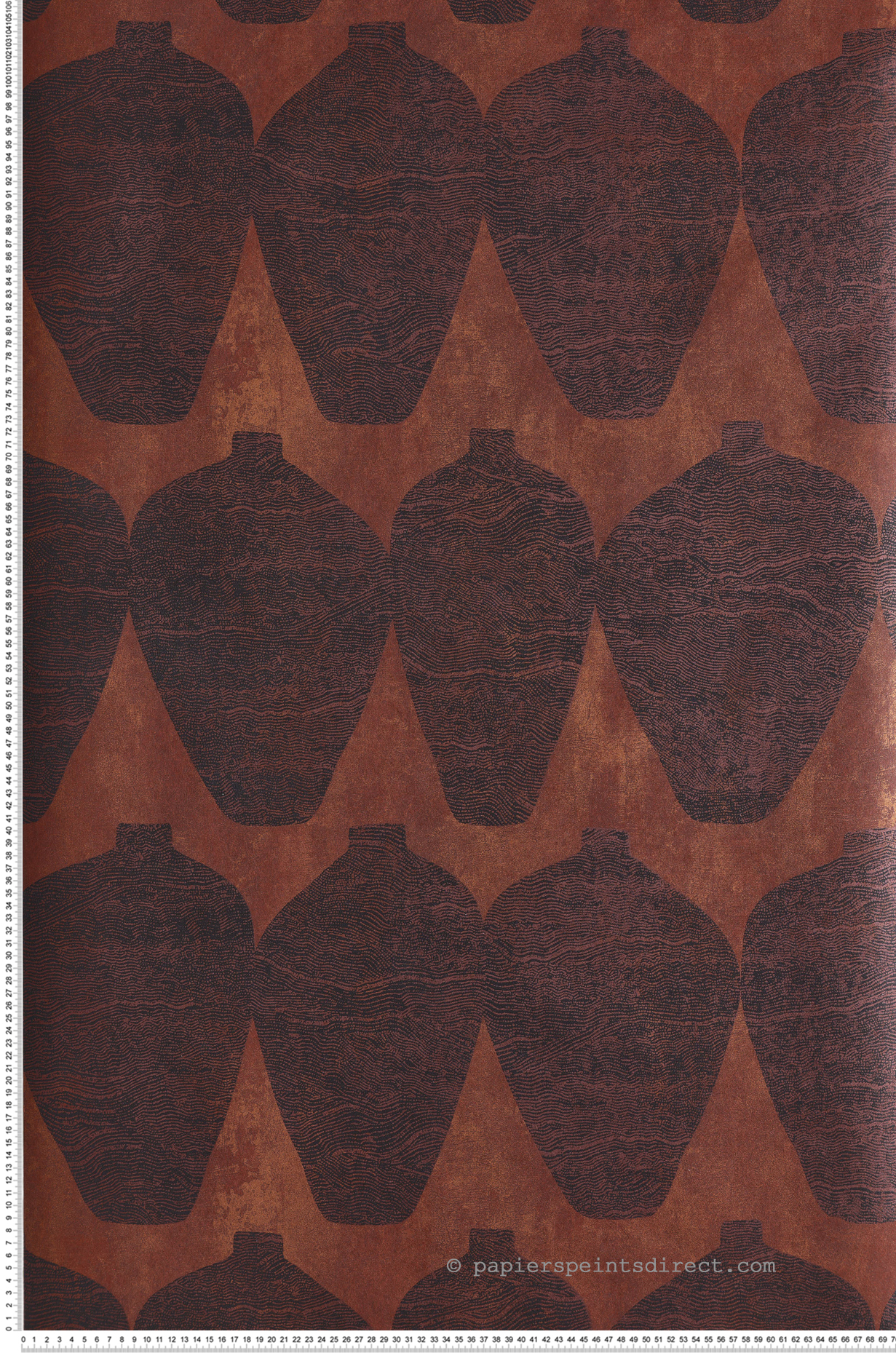 Papier peint Vase Ethnique Hemia terracotta métallisé - Terra de Masureel | Réf. MAS-TER202