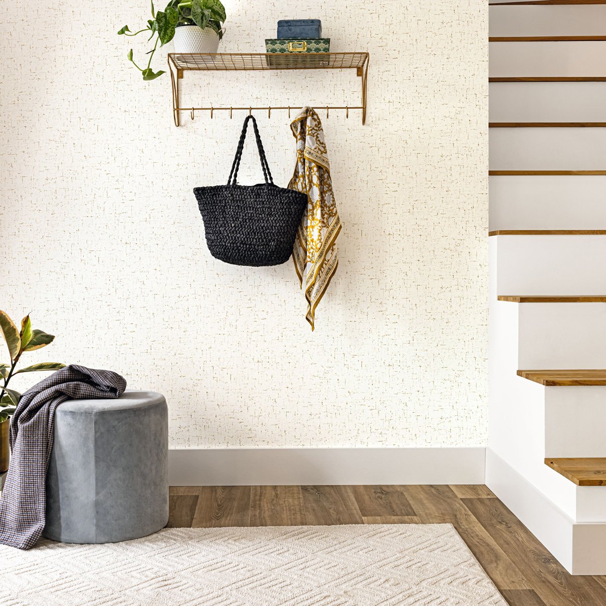 Papier peint Uni Gaze Coton Métal blanc doré - Golden Age de Casélio | Réf. GAG103770204