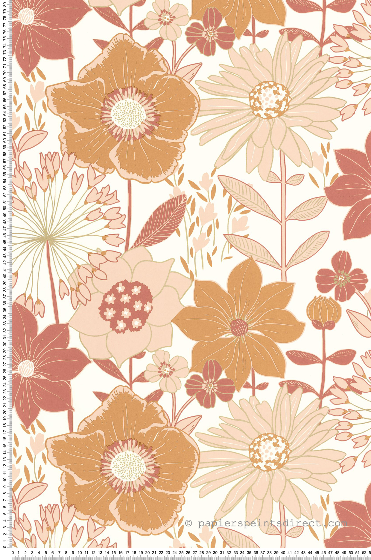 Papier peint Grande Fleur Immensité rose orange doré - XXL de Casélio | Réf. XXL104553000