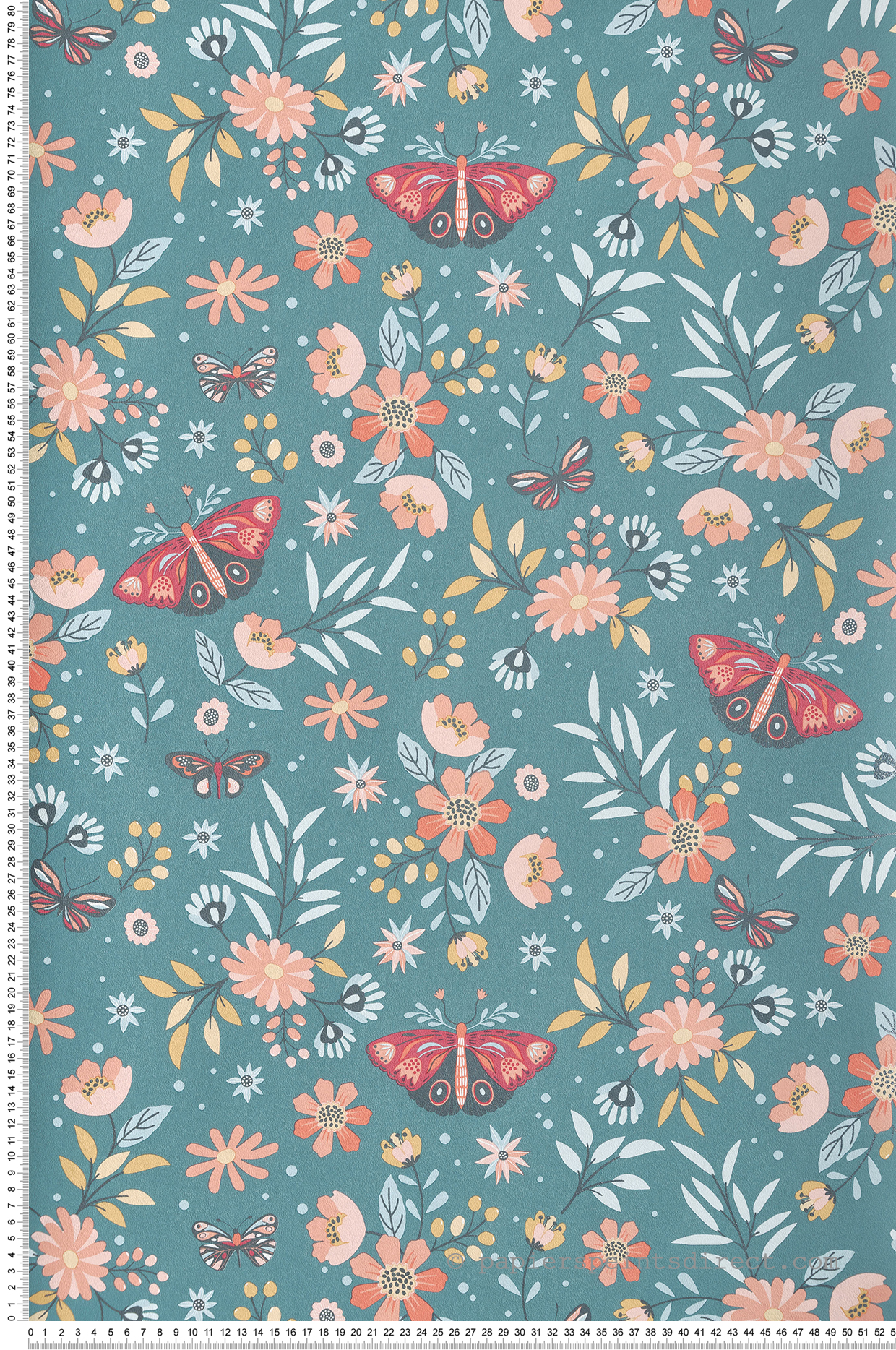 Papier peint Papillons et Fleurs bleu et irisé - La belle histoire d'Ugépa | Réf. UGP-M58104