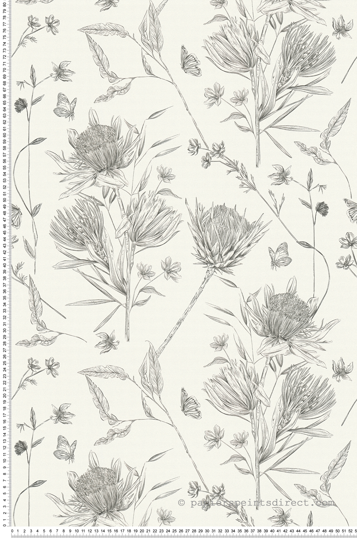Papier peint Fleur Papillon Croquis noir blanc - Drawn Into Nature de Livingwalls | Réf. 39427-2