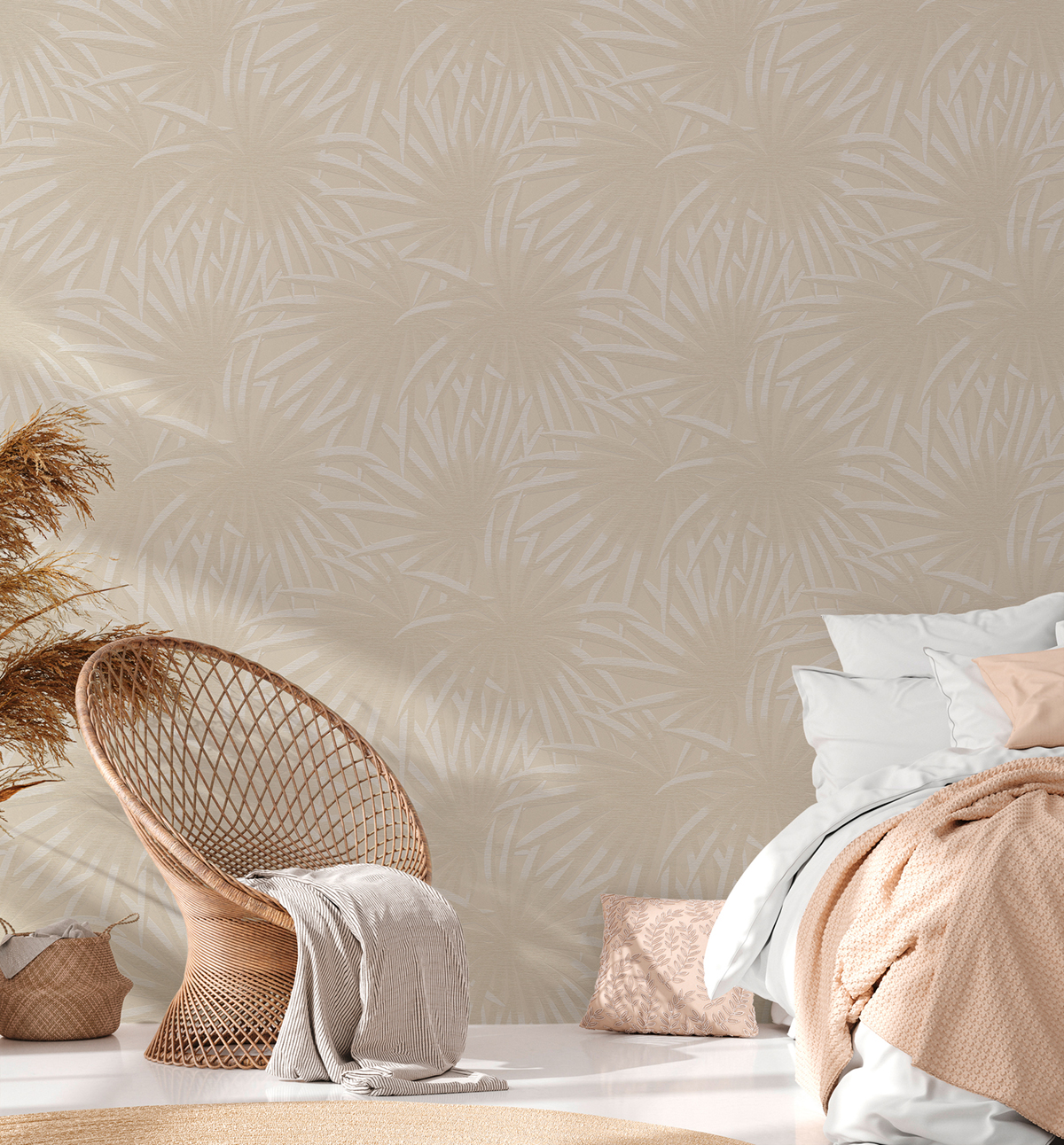 Papier peint Palme Grandiose beige lin - Casual Living d'A.S. Création AMB4| Réf. AS-393382
