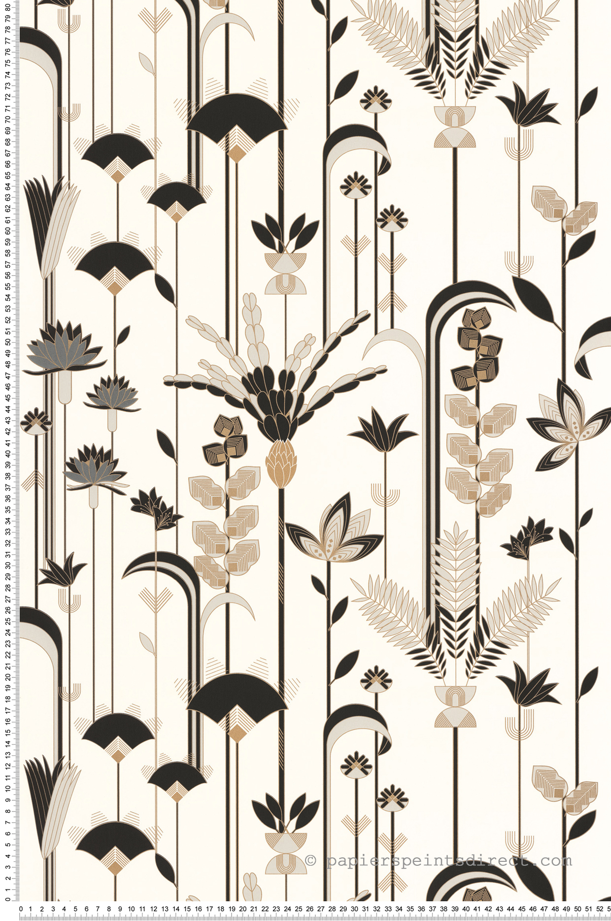 Papier peint Fleurs Ephemeral blanc noir - Labyrinth de Casélio | Réf. LBY102090020