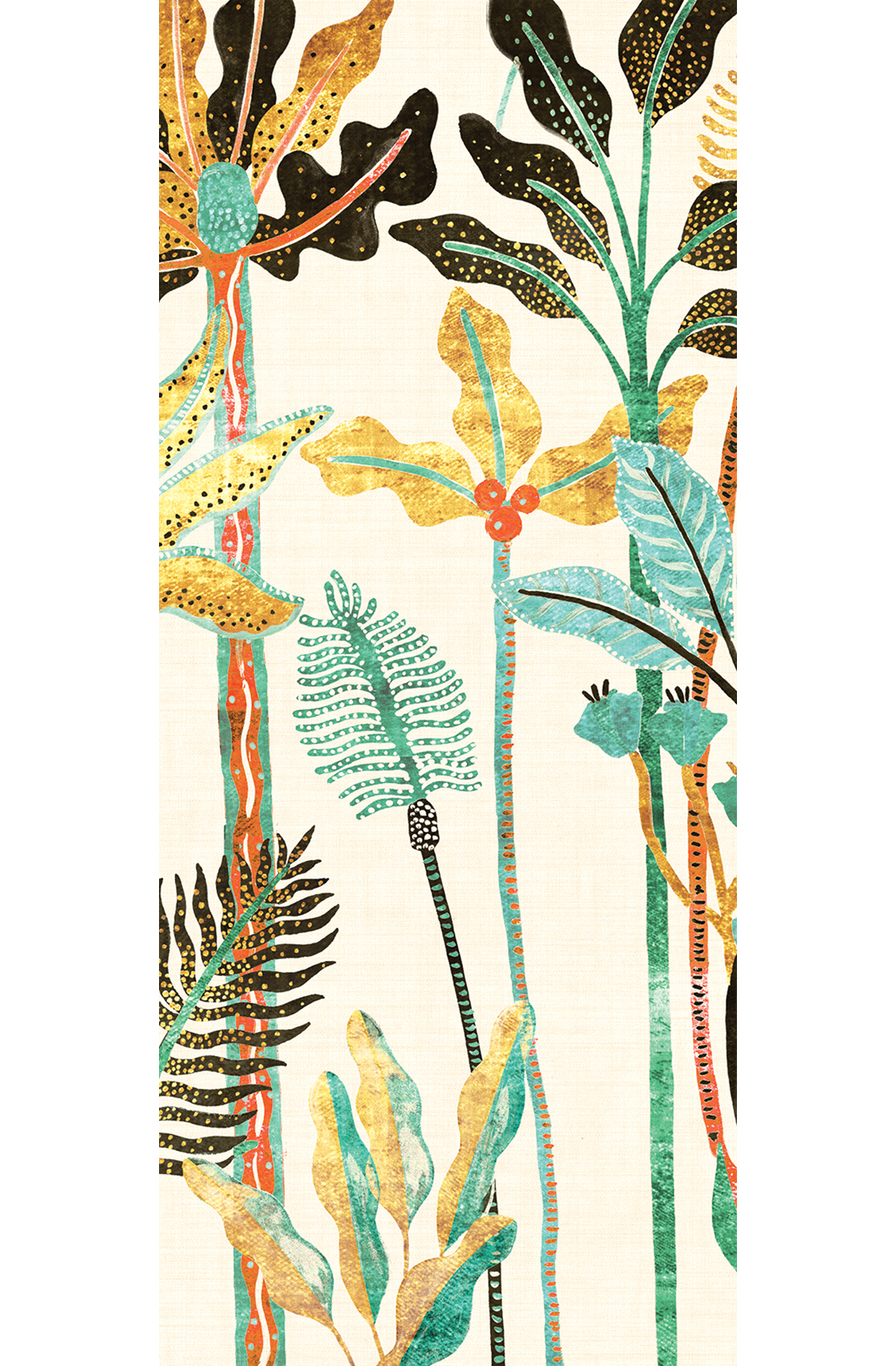 Papier peint panoramique Arbres Tropicaux Parque turquoise jaune - C H300 - Havana de Masureel | Réf. MAS-DGHAV2013