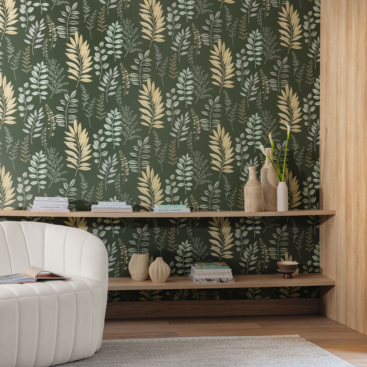 Papier peint Végétaux Florium vert anglais - Art of Botany de Casélio | Réf. AOB106667424