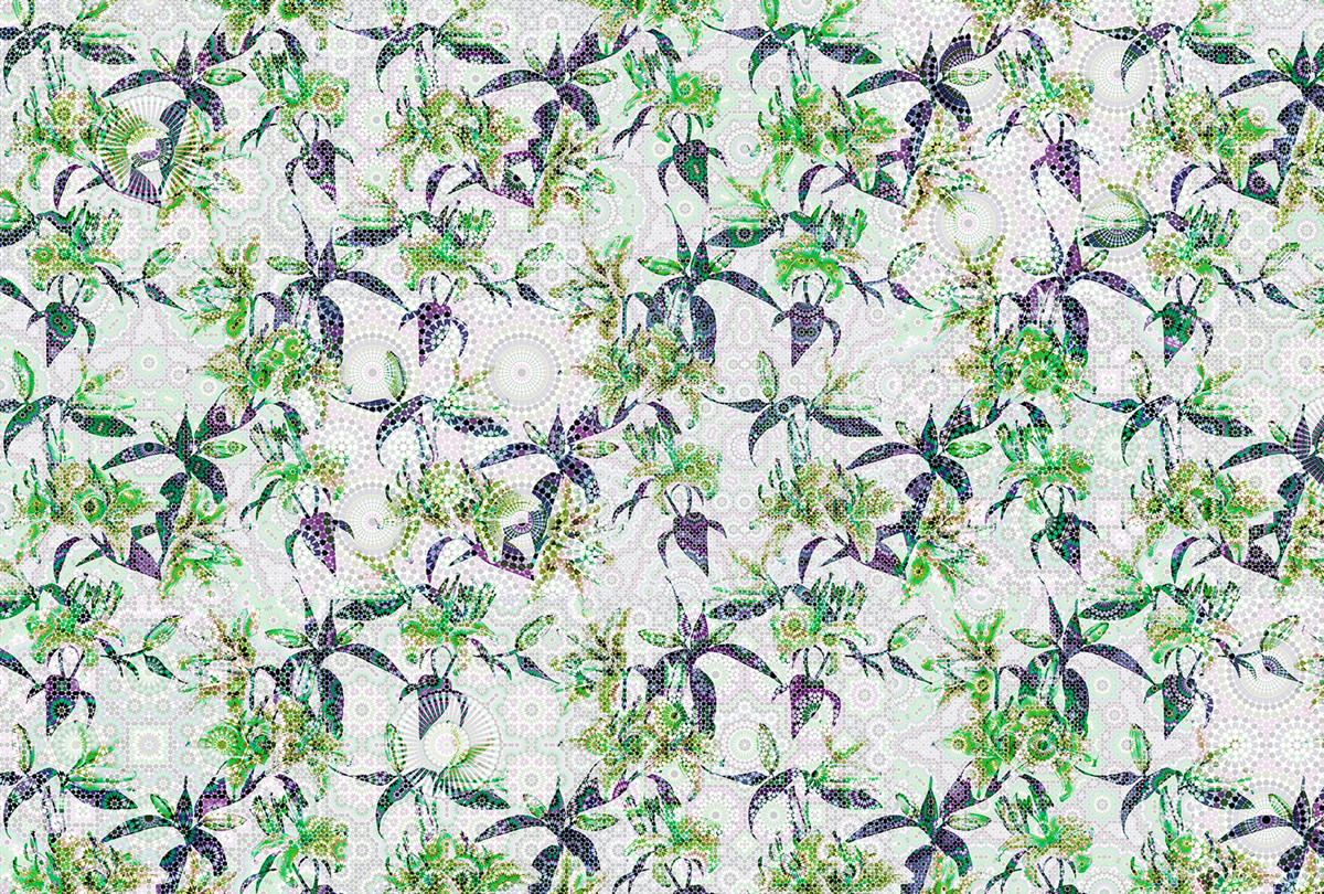 Papier peint panoramique Fleurs Mosaic Lilies 3 - Référence DD110221 - Intissé 200g/m2 - Standard 400 x 270