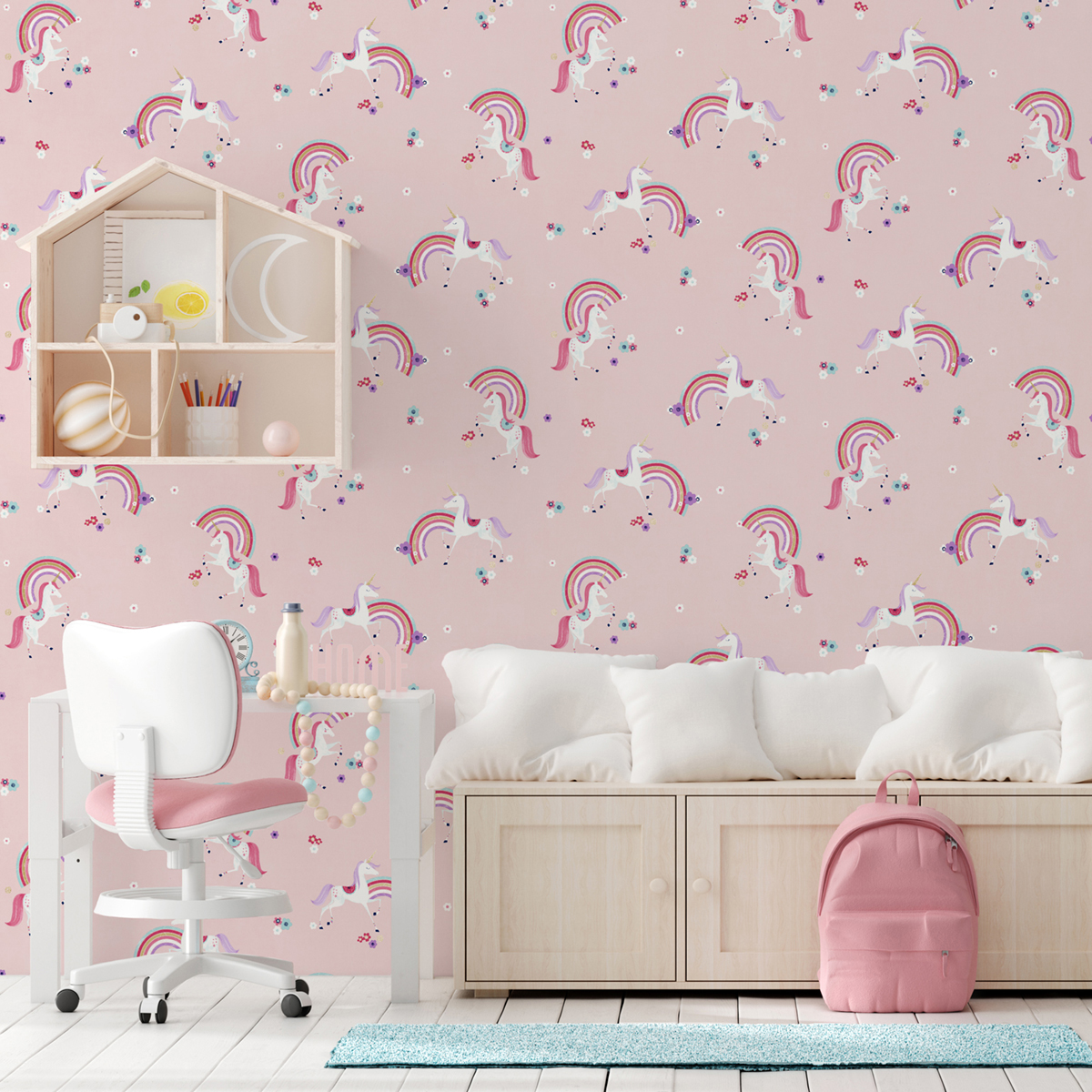 Papier peint Licorne Arc en Ciel rose - Imagine de Lutèce AMB1 | Réf. LTC-DL27565