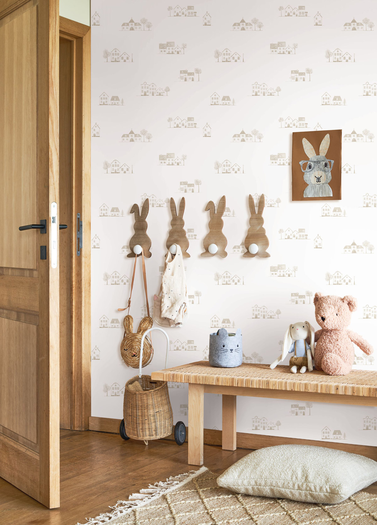 Papier peint Maison Walk in the Village lin - Once Upon A Time 2 de Casadéco | Réf. OUTD200841221