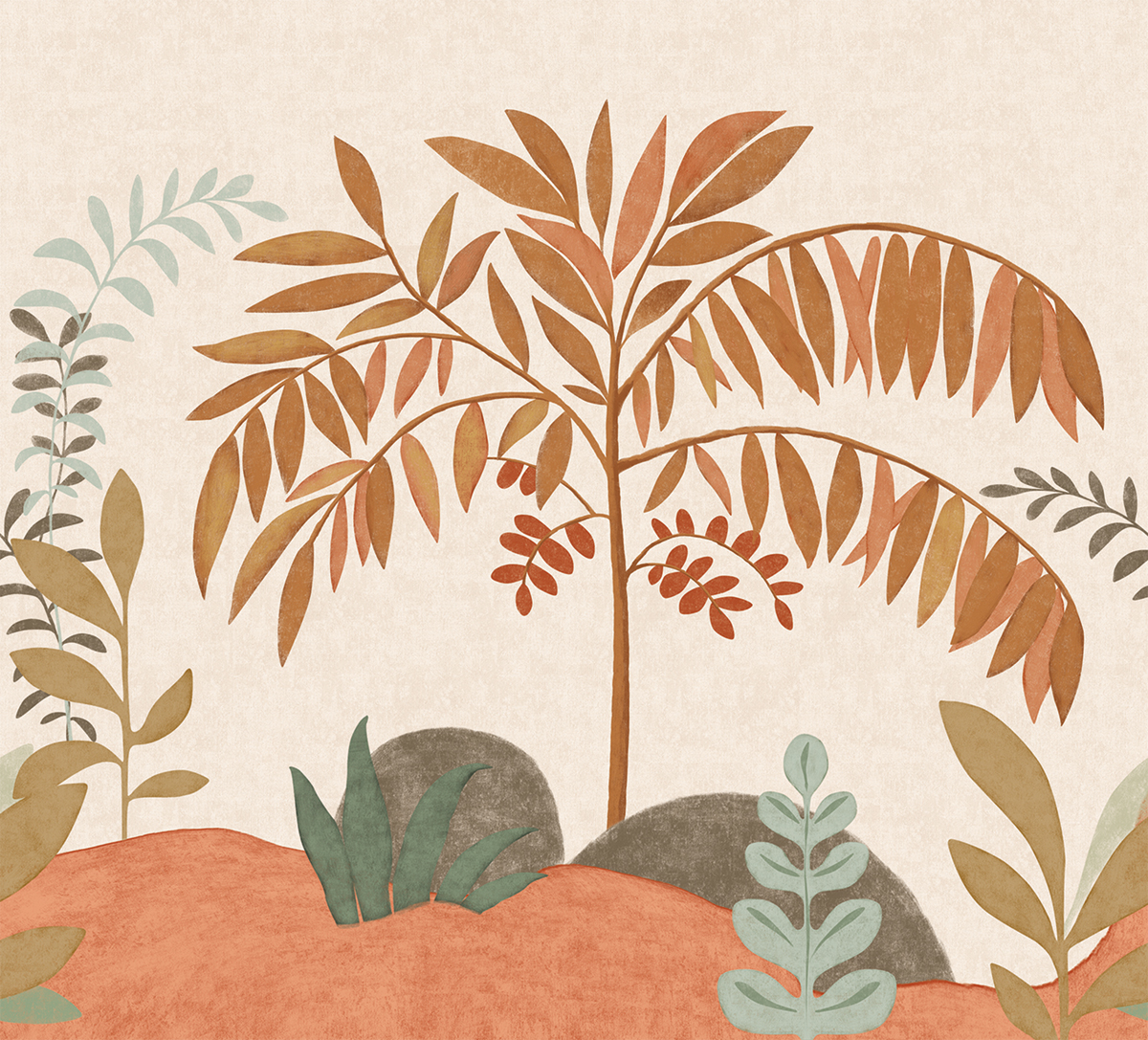 Papier peint panoramique Nature Graphique terracotta ocre - Boca Chica de Montecolino | Réf. MC-SOD27091