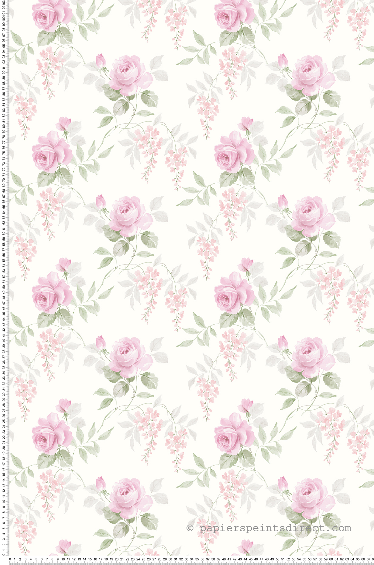 Papier peint Roses Feuillages rose mauve - Alice et Rose de Lutèce | Réf. LTC-VI81901