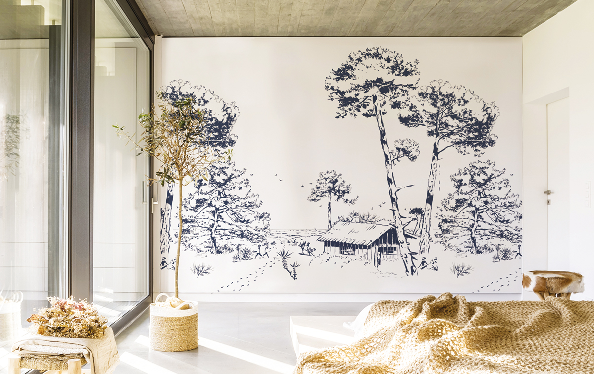 Papier peint panoramique Les Pins Bleu A+B - 1/2/3/4/5/6 - Isidore Leroy AMB