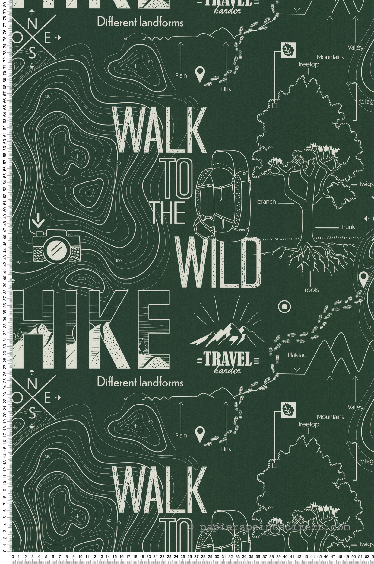 Papier peint Plan Walk To The Wild vert anglais - Les Aventures de Lutèce | Réf. LTC-36240204