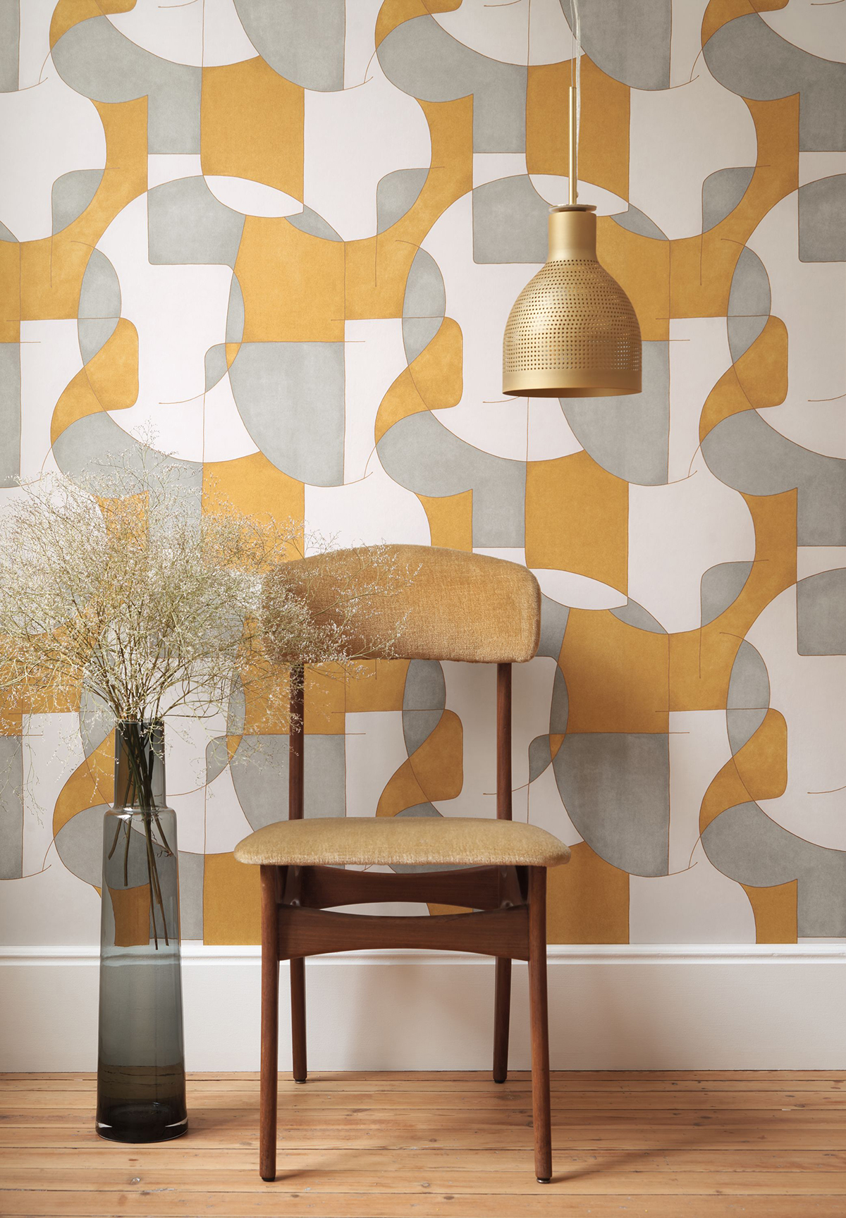 Papier peint Géométrique Art jaune et gris - Gallery de Casadéco AMB2 | Réf. GLRY86096211