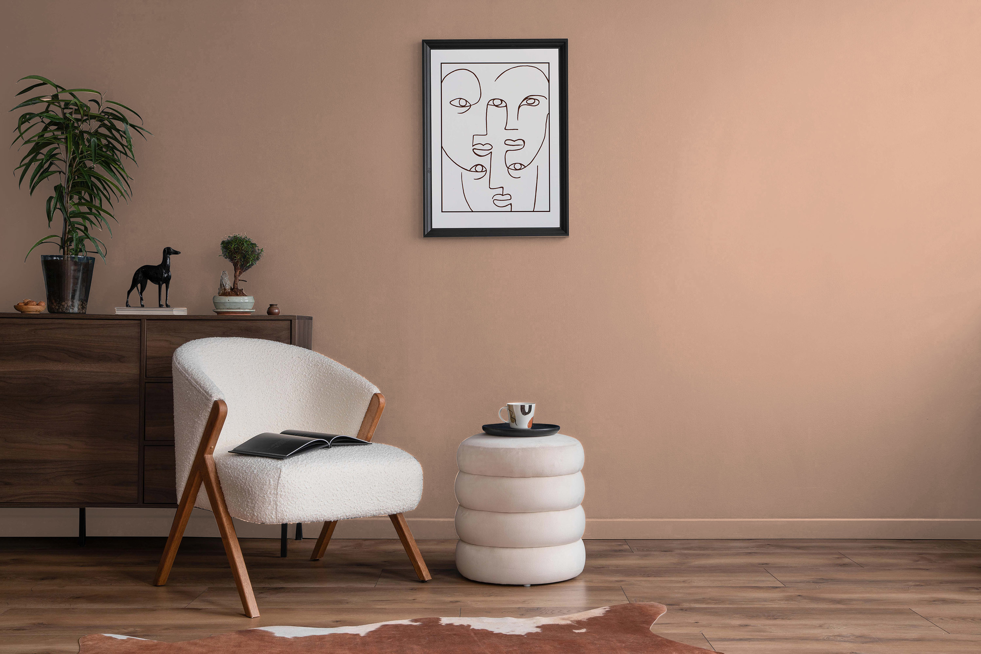 Photo numéro 2 d'une pièce avec un mur peint avec la peinture  Puro rose diverse apricot - c9012