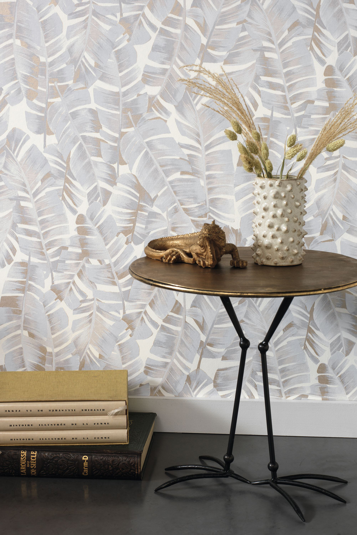 Papier peint Feuille Palme Folium bleu grisé - Botanica de Casadéco | Réf. BOTA85941209
