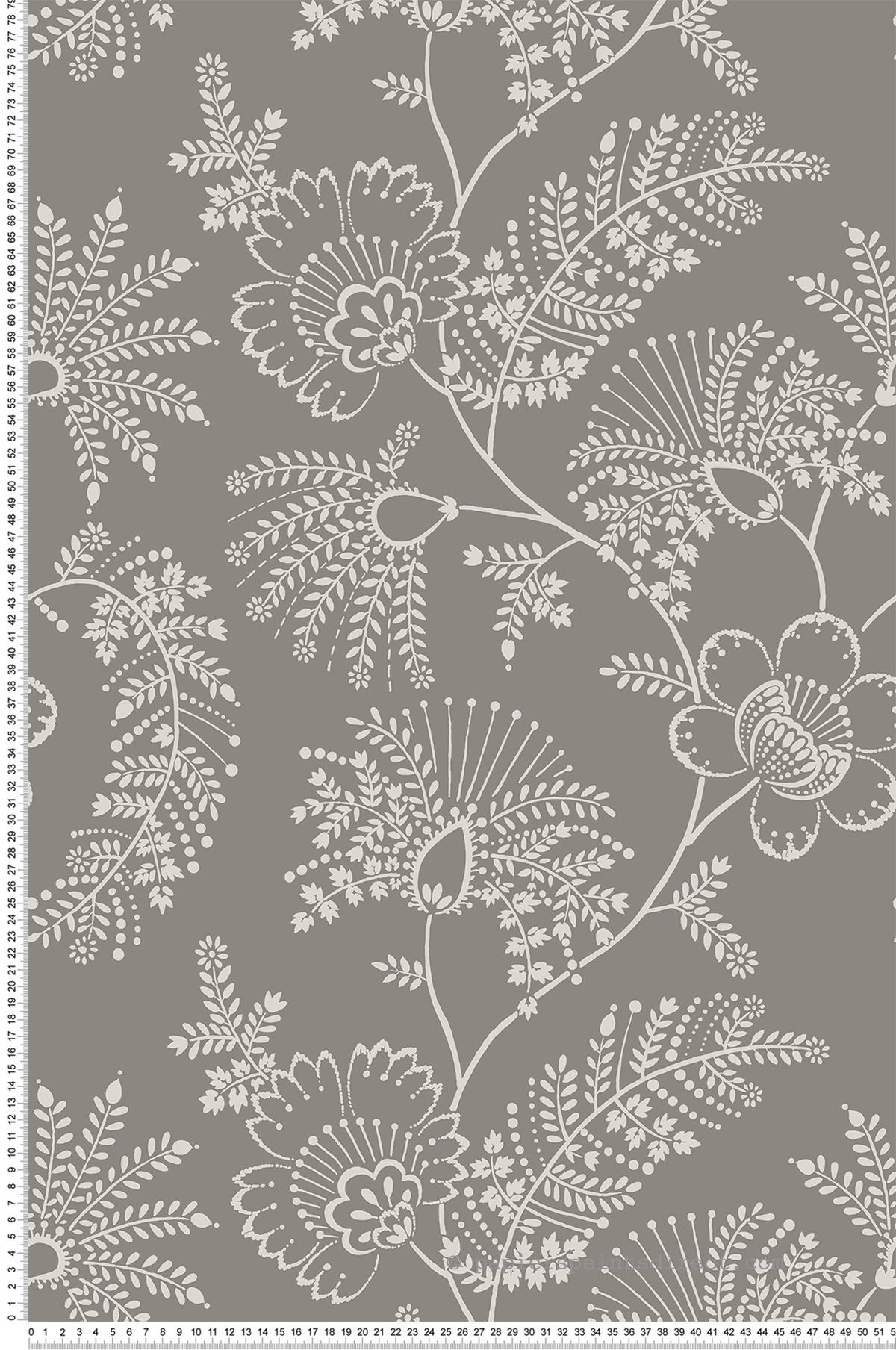Papier peint Branché Floral Maeve gris éléphant - Delicatesse de Lutèce | Réf. LTC-FD26827