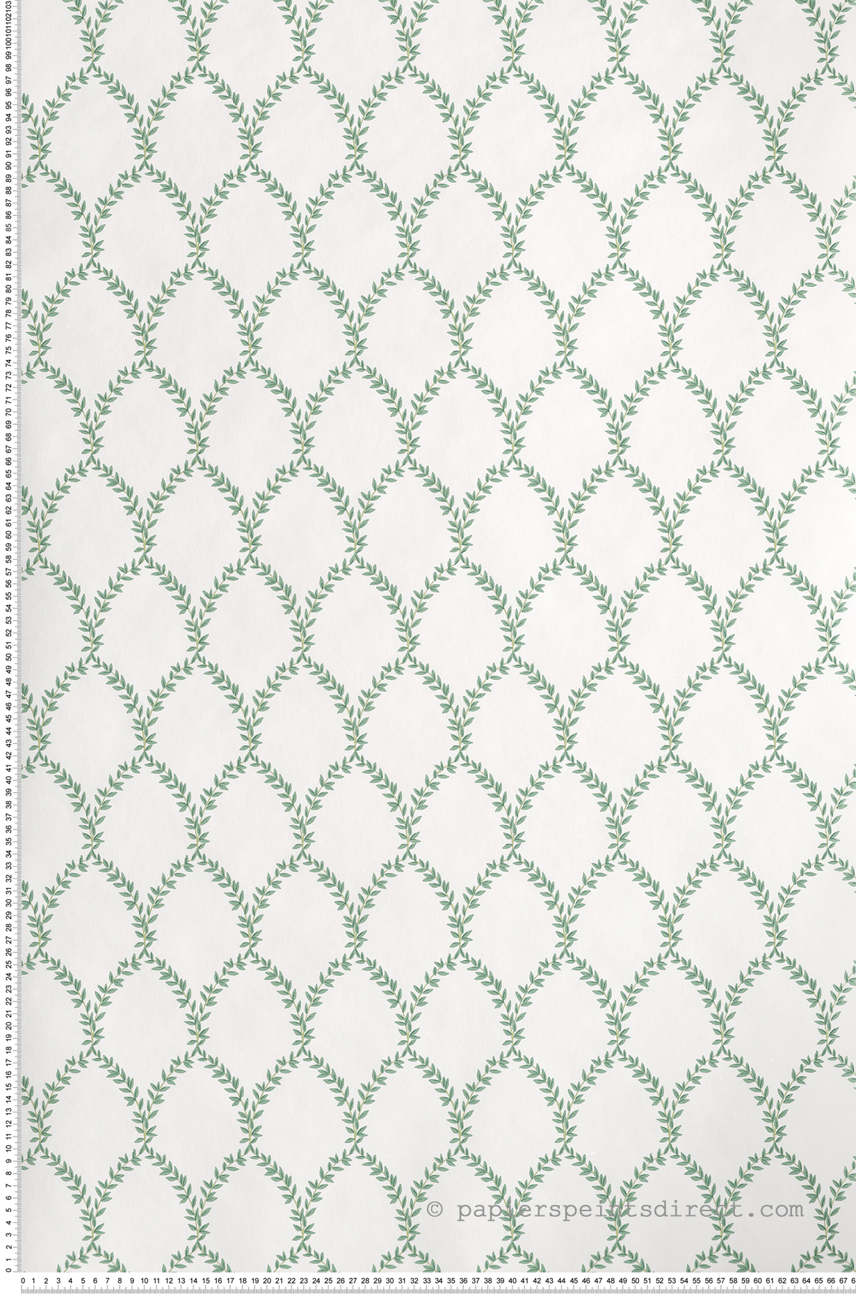 Papier peint Couronne Laurier vert - Rifle Paper Co. d'Initiales | Réf. INI-RI5178