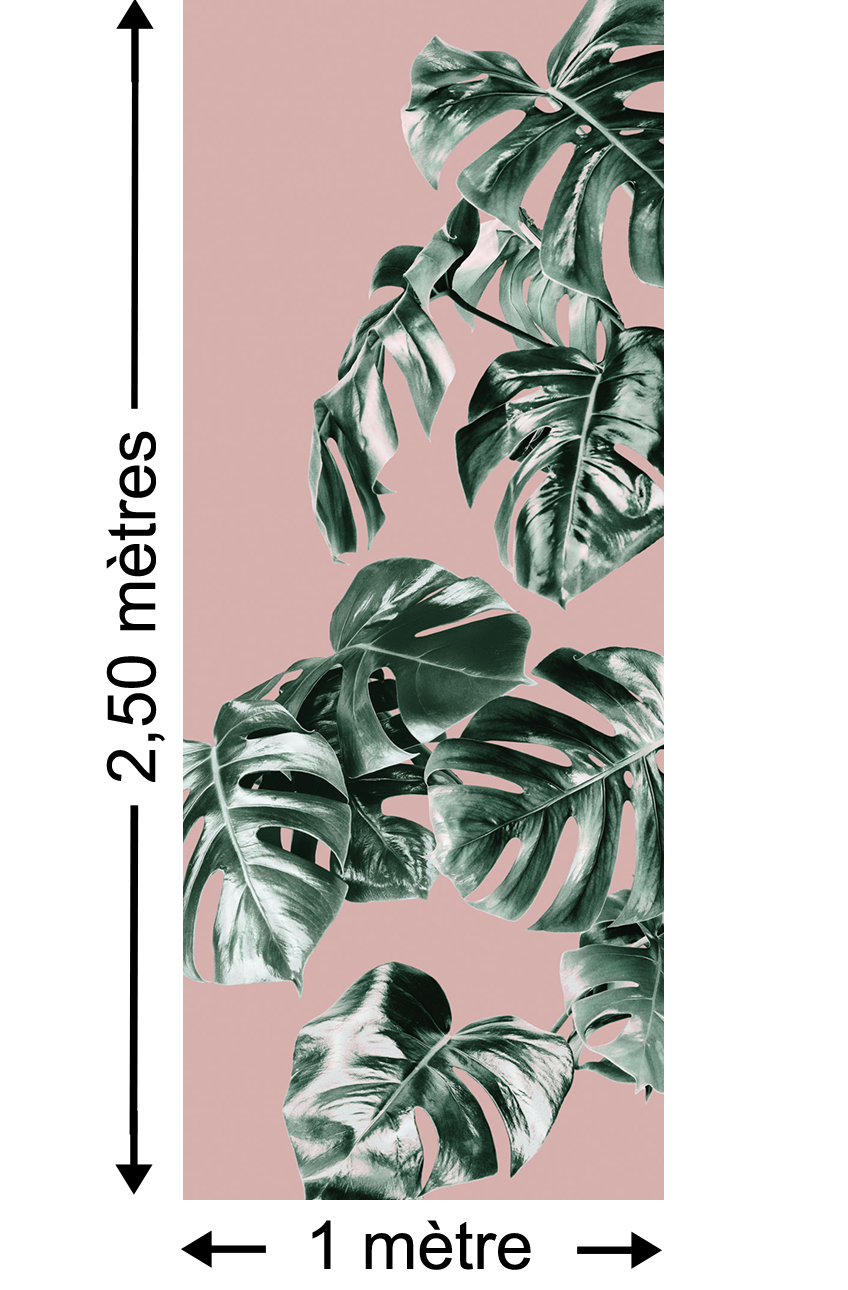 Papier peint jungle Monstera Rosé Panel vert - Papier peint lé unique Komar