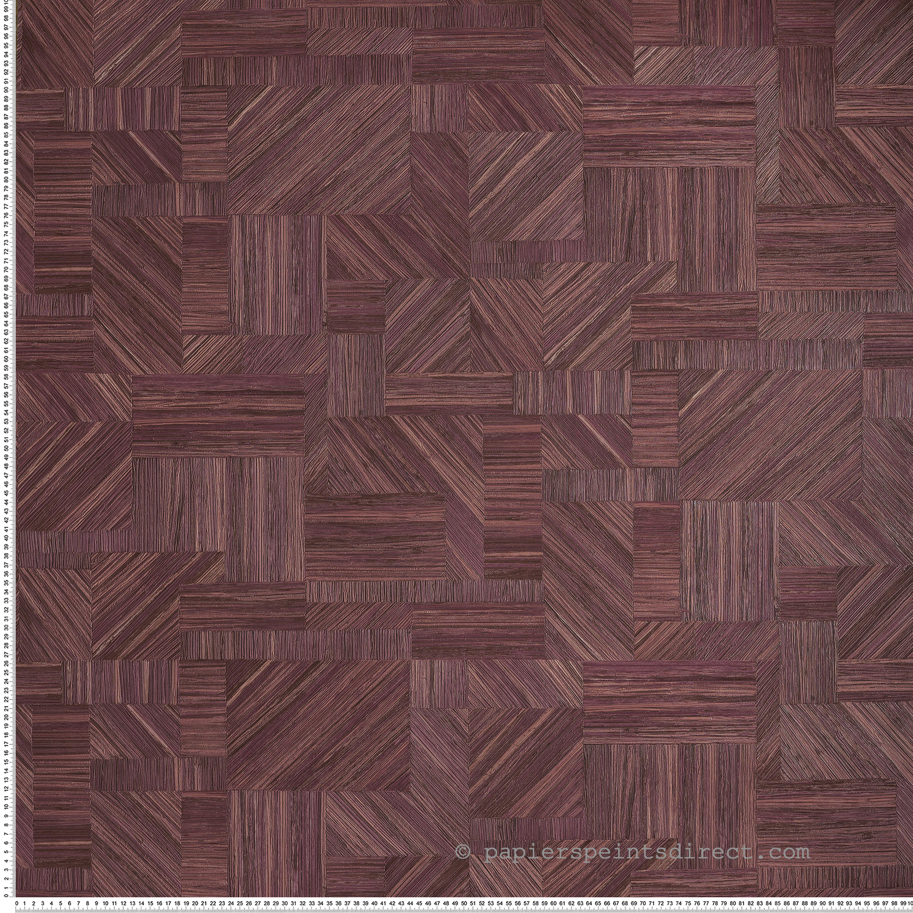Papier peint Marqueterie Paille Imbrication prune - Nature sur Mesure de Casamance | Réf. CAS-76892242