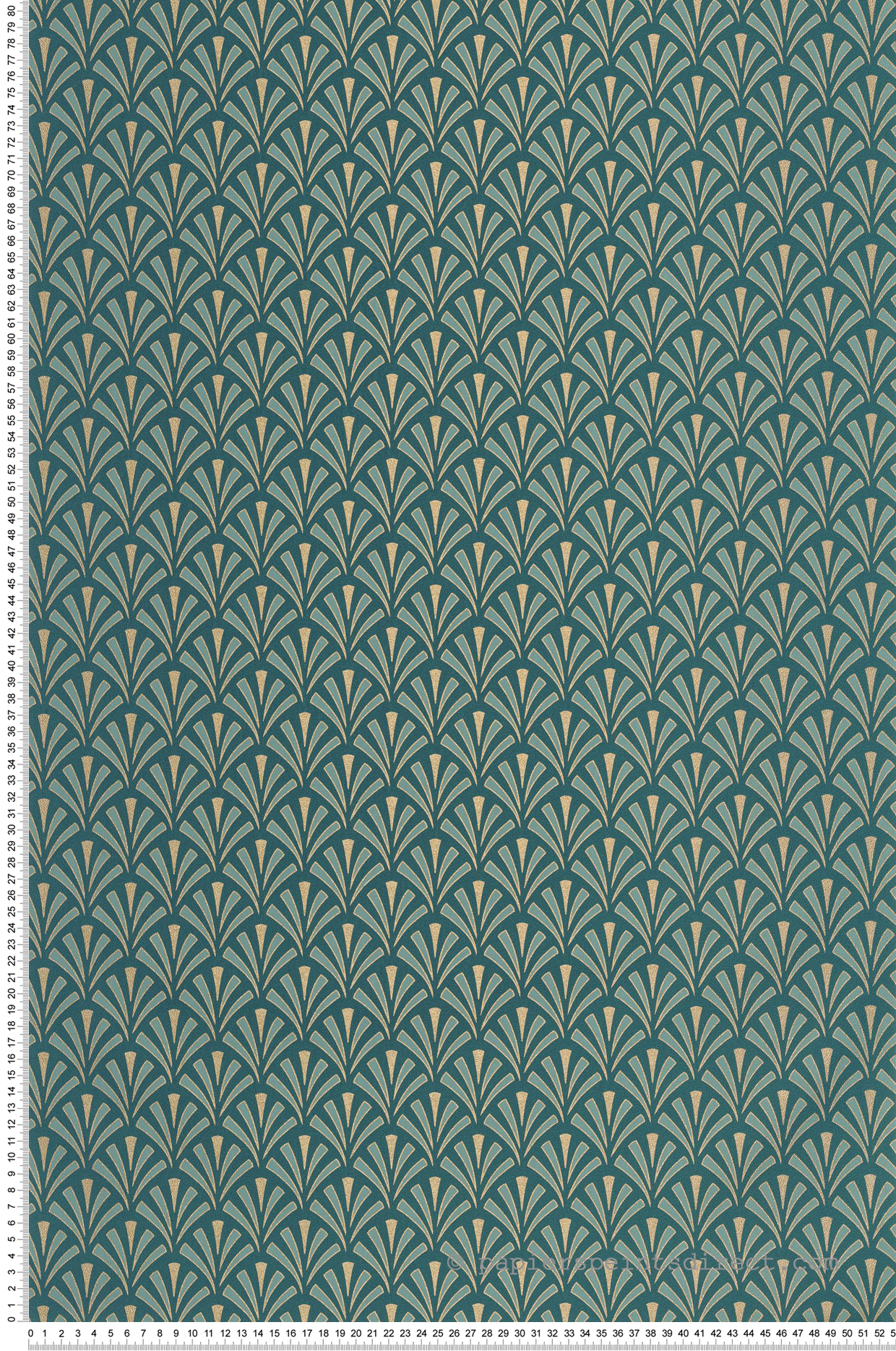 Papier peint Palmette Abundance bleu canard doré - Elégance de Casélio | Réf. ELC105306127