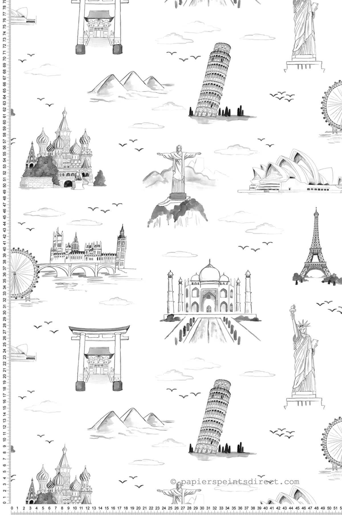 Papier peint adhésif Voyageur Monde Monument noir - Les Adhésifs de Lutèce | Réf. LTC-NUS4554