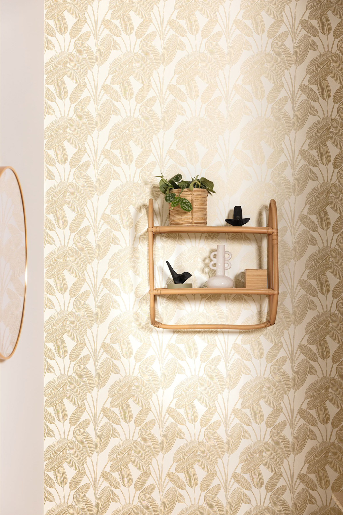 Papier peint Feuille Little Banana blanc doré - Moonlight 2 de Casélio AMB2 | Réf. MLGT104320247