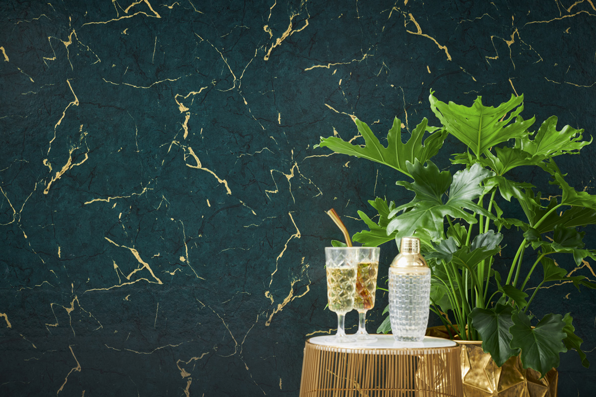 Papier peint Marbre Brillant vert - Elements 2 d'A.S. Création AMB4 | Réf. AS-378555