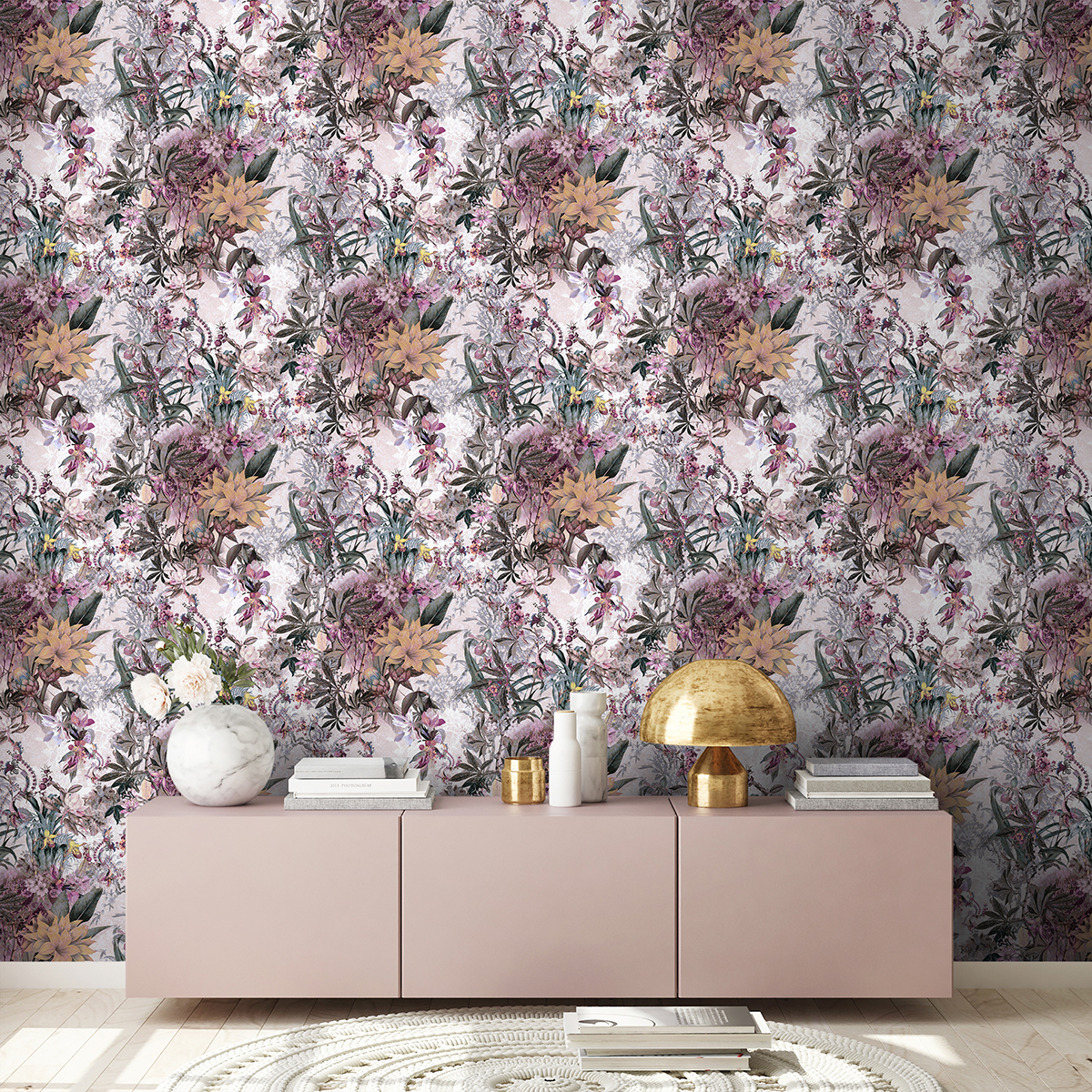 Papier peint Fleur Vintage rose et violet - Dream Flowery de Architects Paper | AMB Réf. 38177-5