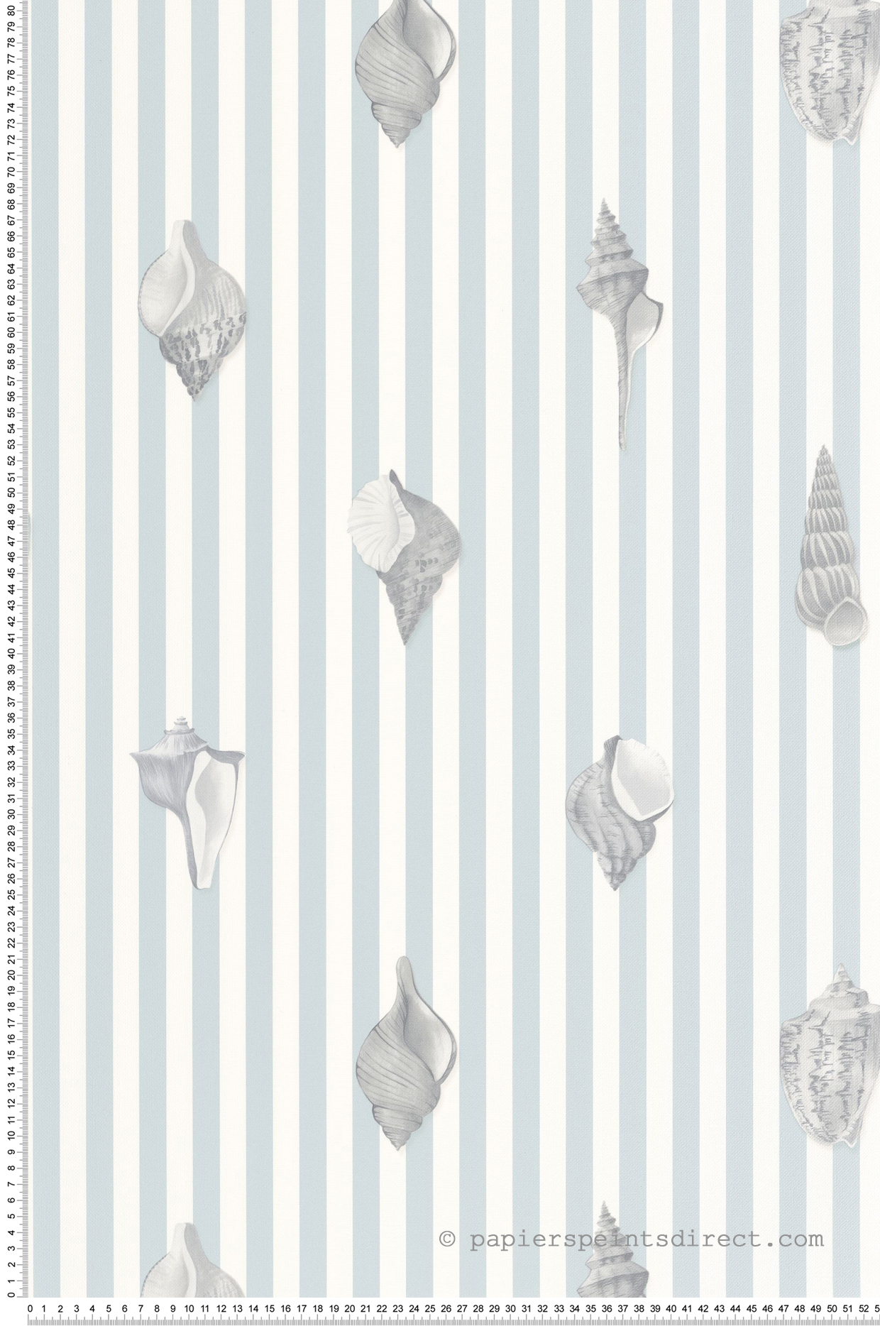 Papier peint Rayure Coquillage Noirmoutier bleu - Seaside de Casadéco | Réf. SEAS201526262