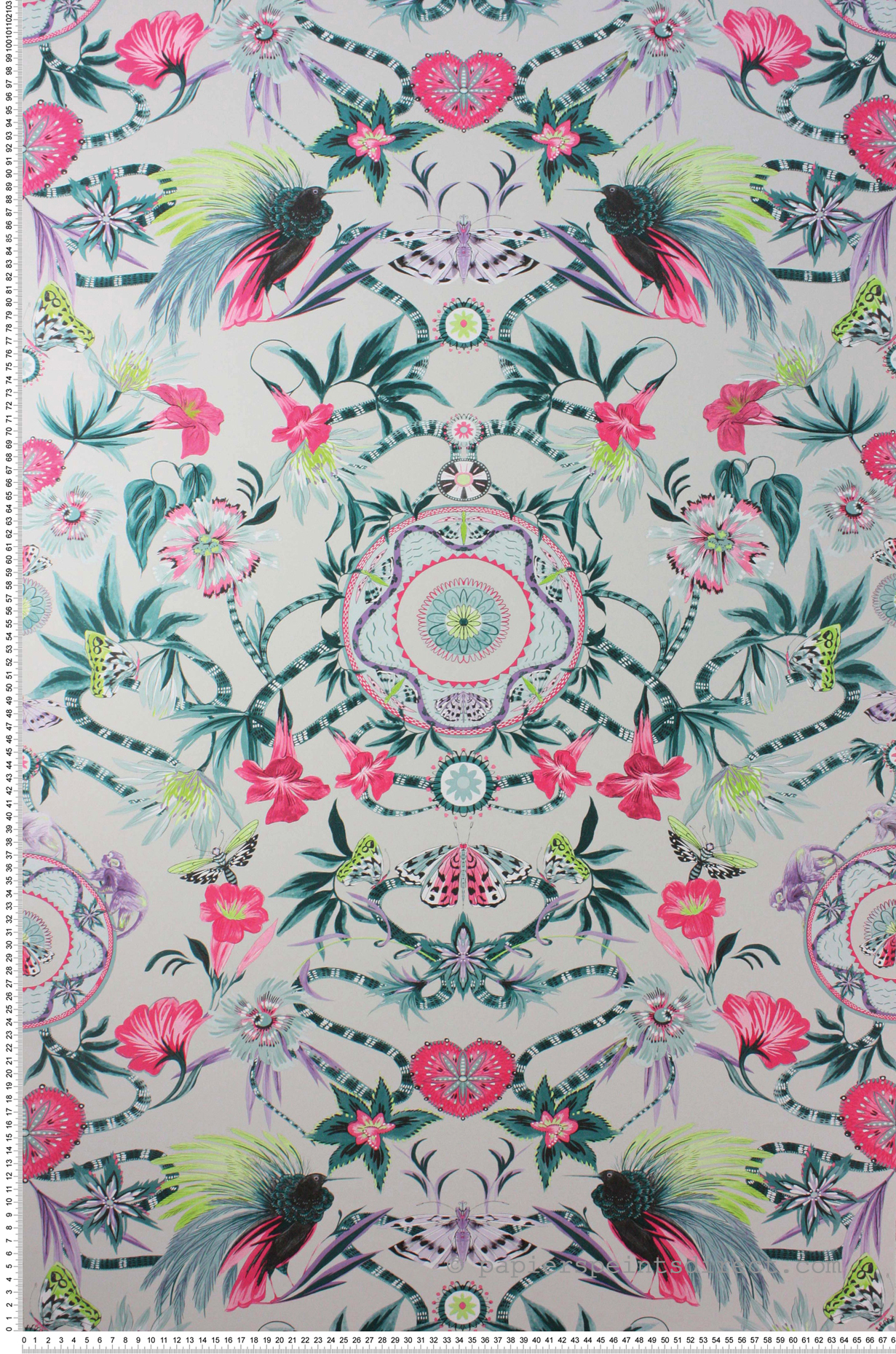 Papier peint Animaux et Fleurs vert et rose - The Wallpaper Collection de Matthew Williamson | Réf. OSB-W6950-01