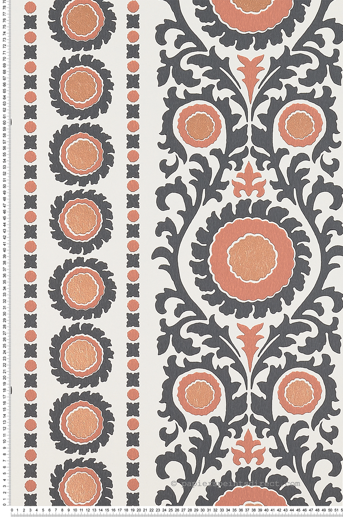 Papier peint Médaillon Baroque Samrina terracotta cuivré - Byzance d'Osborne & Little | Réf. OSB-W7904-03