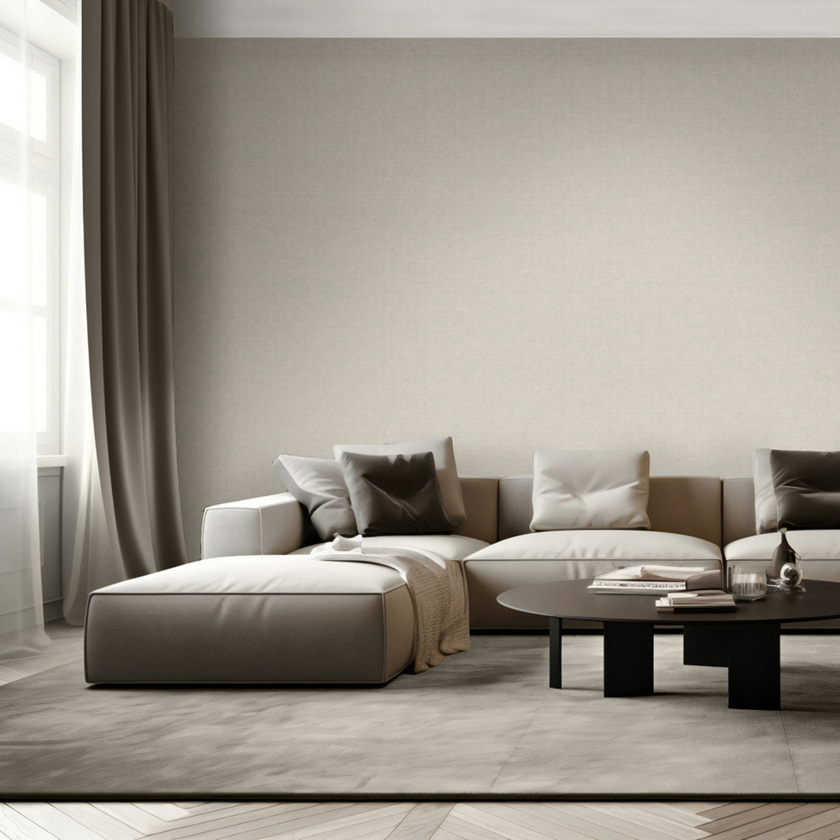 Papier Peint Faux uni Textile Paillettes beige doré - Venezia d'Ugépa | Réf. UGP-M67317