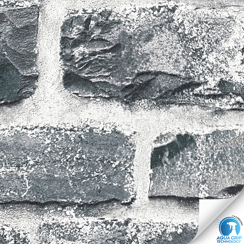 Papier peint préencollé Pierre Briquettes anthracite - Designdrop d'A.S. Création ZOOM | Réf. AS-784571