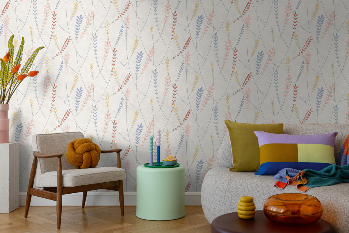 Papier peint Scandinave Plumeria multicolore - Nordic Feeling d'A.S. Création AMB3 | Réf. AS-791462
