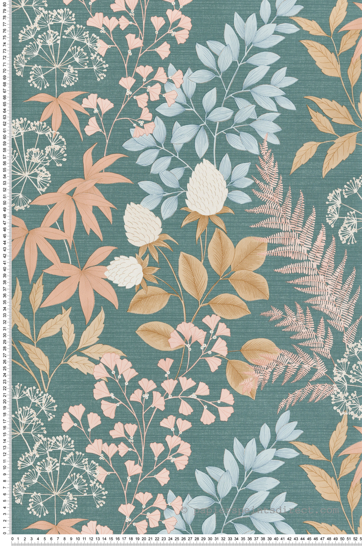 Papier Peint Fougère Feuillage vert paon doré - Flora d'Ugépa | Réf. UGP-M87104