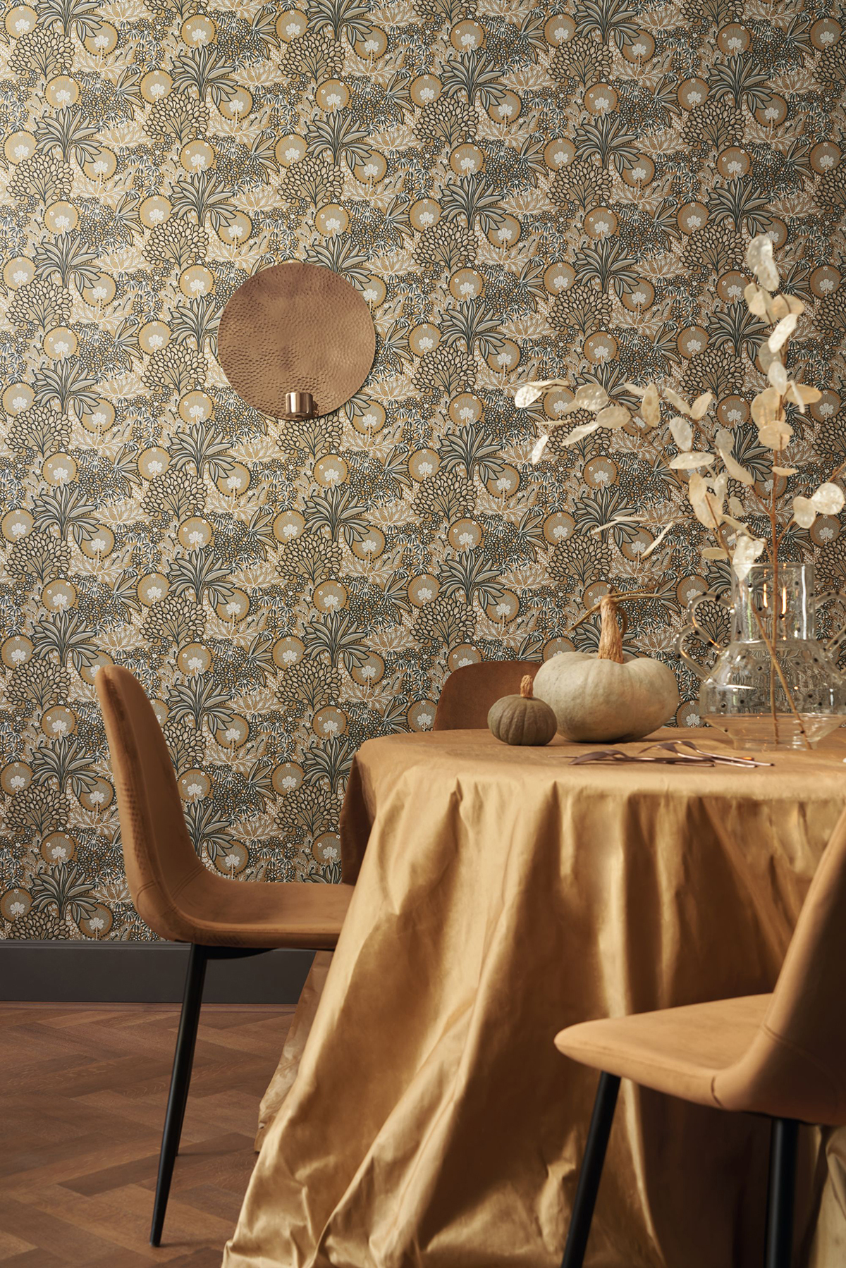 Papier peint Feuillage Persée mordoré - Nuit d'Orient de Casamance | Réf. CAS-75390916