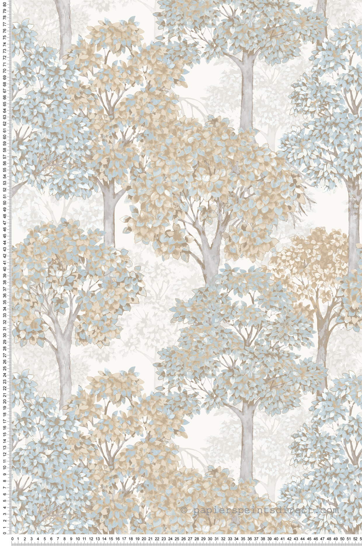 Papier peint Arbre Forêt beige gris bleu - My Little Cottage de Montecolino | Réf. MC-M12323