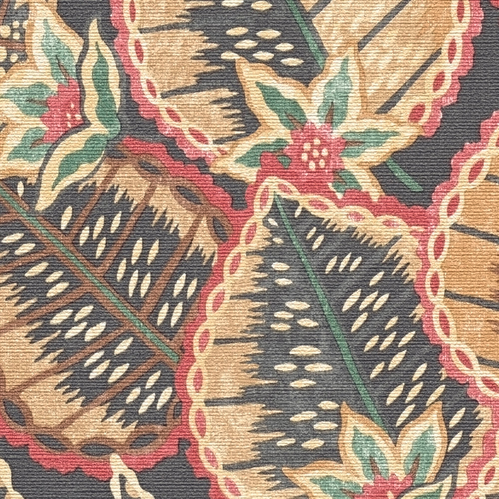 Papier peint Fleurs Feuilles Dessin rouge noir - Stories of Life d'A.S. Création AMB5 | Réf. AS-396531