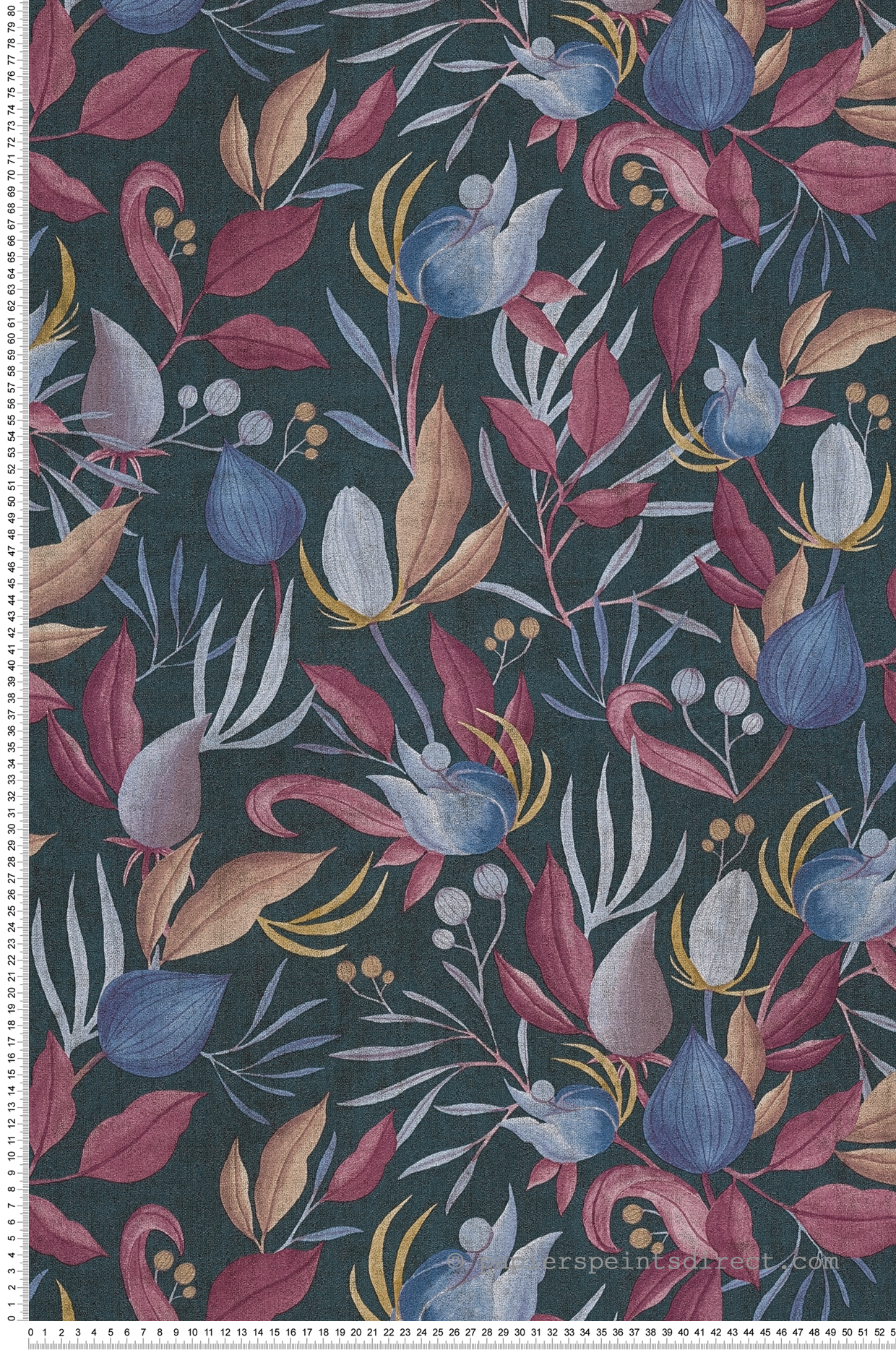 Papier peint Floral Still Bloom pétrole - Cosmoliving d'A.S. Création | Réf. AS-790623