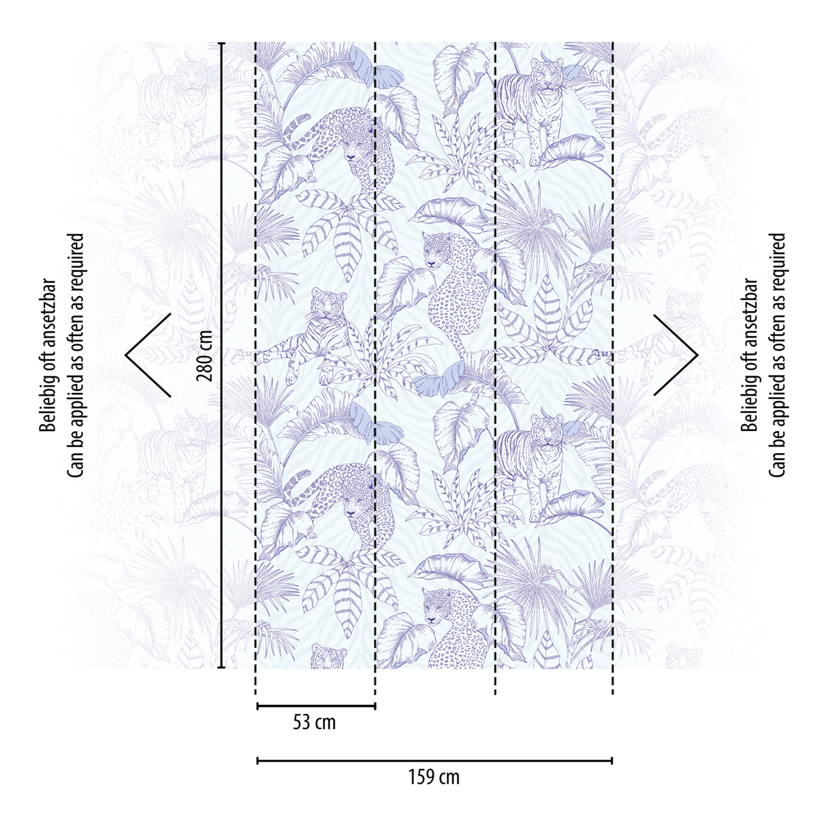 Papier peint panoramique Jungle Ébauche Tigre violet - The Wall 2 d'A.S. Création | Réf. AS-392031