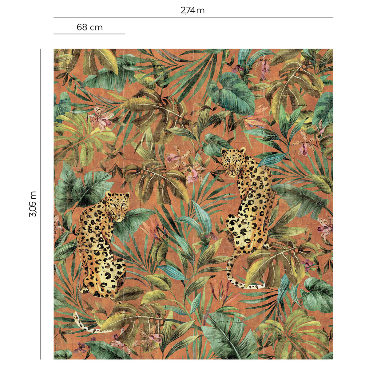 Papier peint panoramique Léopard Exotique orange - Daisy Bennett d'Initiales | Réf. INI-DB30901M