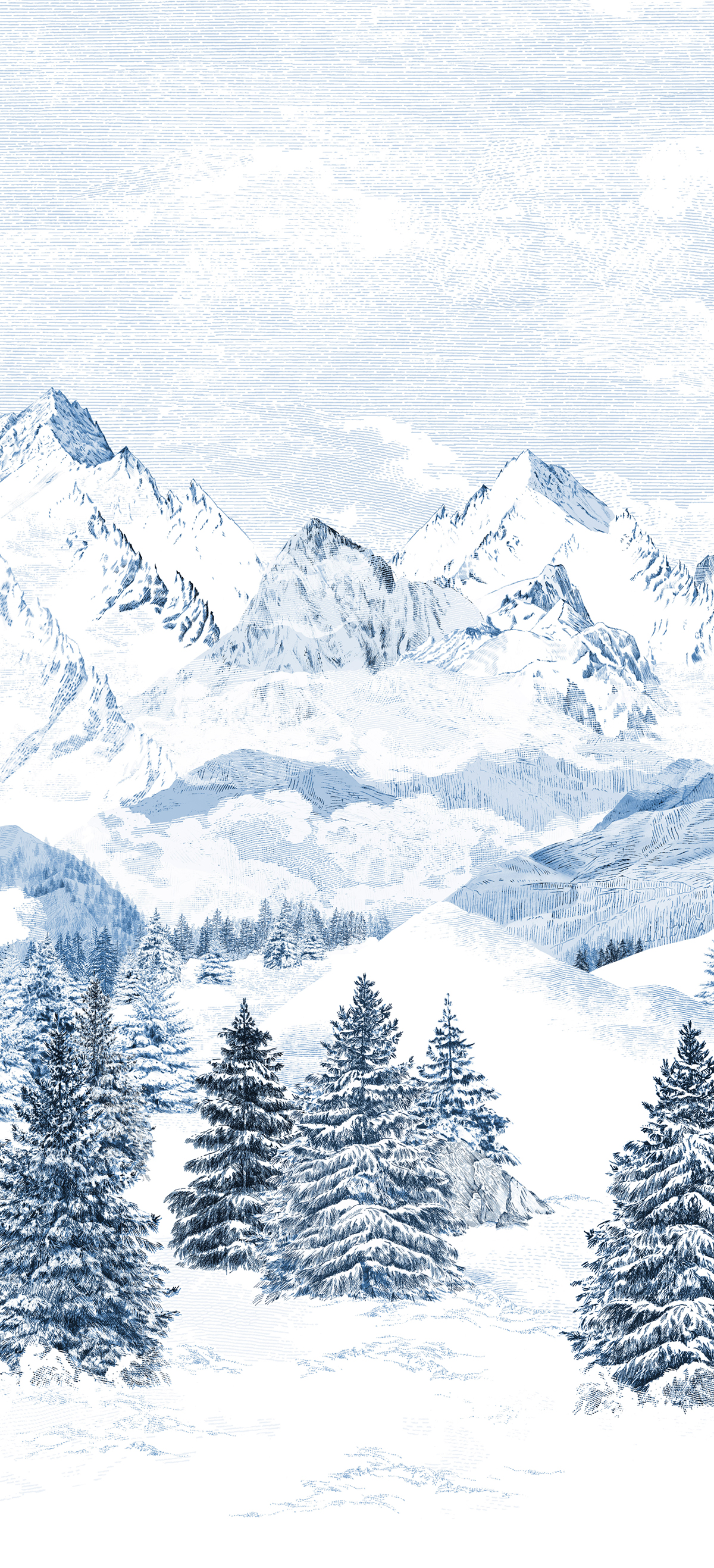 Papier peint panoramique Montagne Les Cimes Bleu A - 1/2/3 - Isidore Leroy