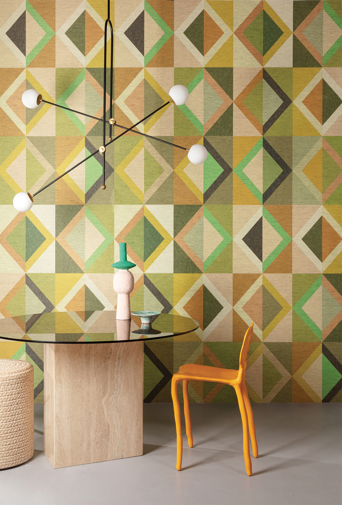 Papier peint panoramique Géométrique Lunca vert - A et B H260 - Joy de Masureel | Réf. MAS-DGJOY402X-260