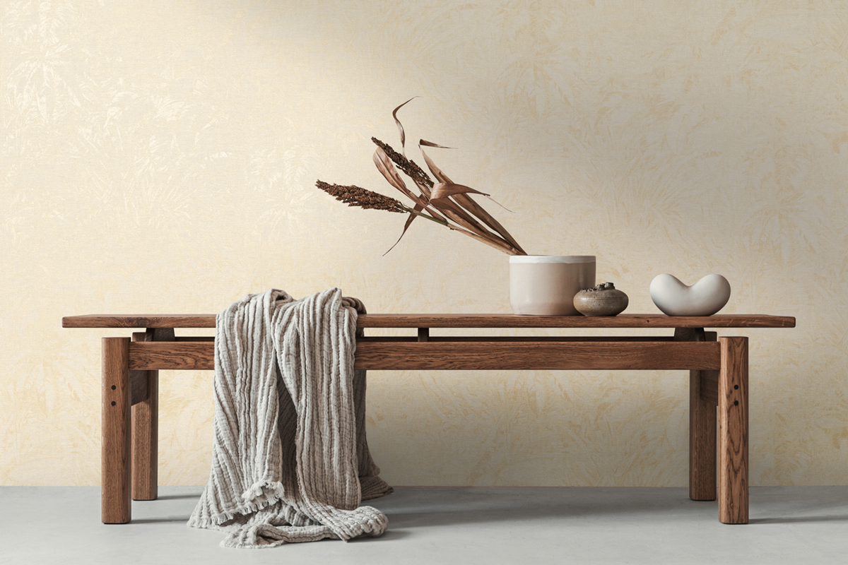 Papier peint Feuillage Discret Nature lin doré - Smart Surfaces d'A.S. Création AMB2| Réf. AS-395602