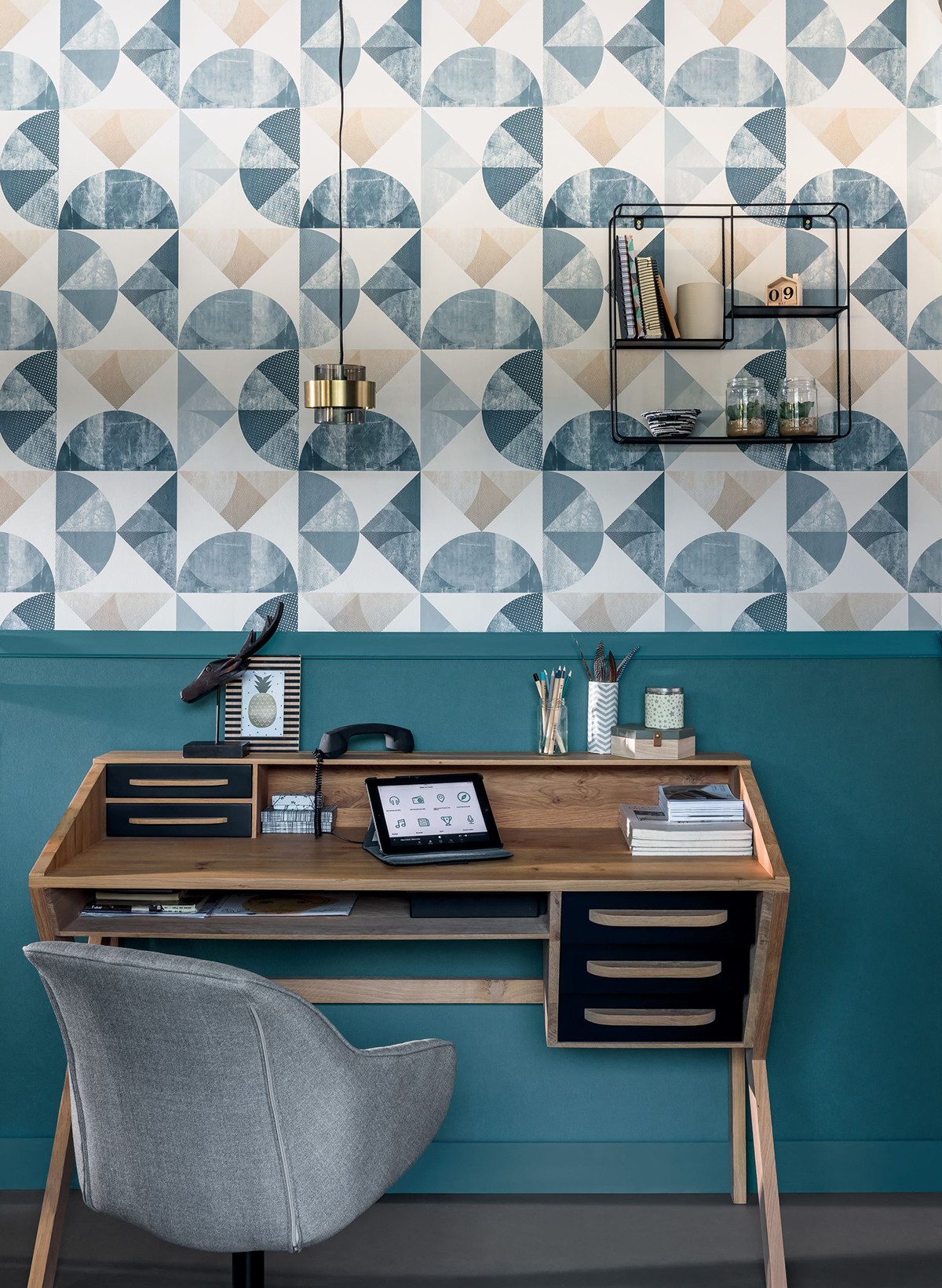 Papier peint Uni bleu canard - Nos Gravures de Casélio | Réf. NGR64526060