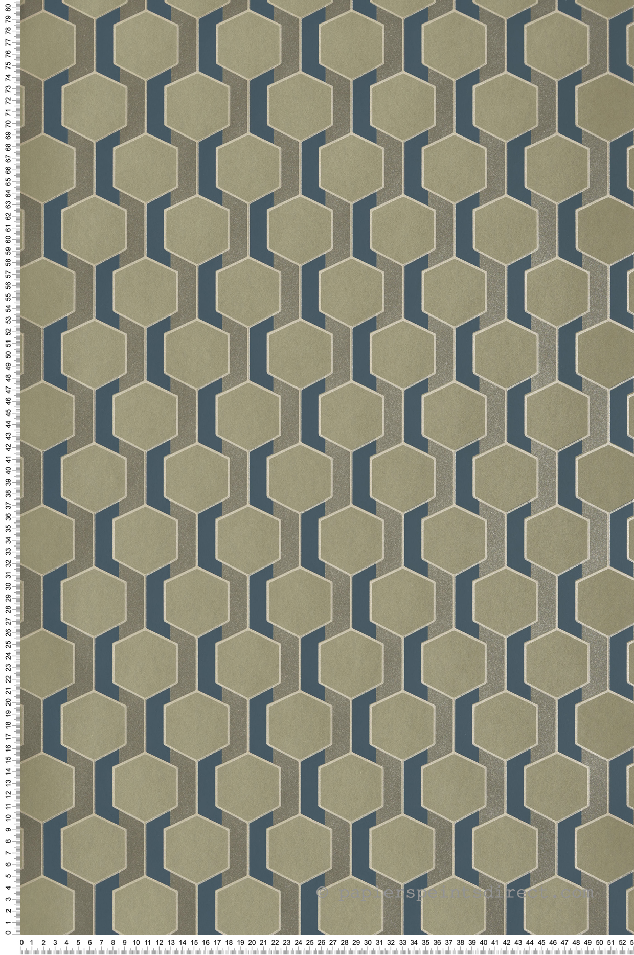 Papier peint Art Déco Hamilton kaki irisé - Derby de Casadéco | Réf. DERB89307783