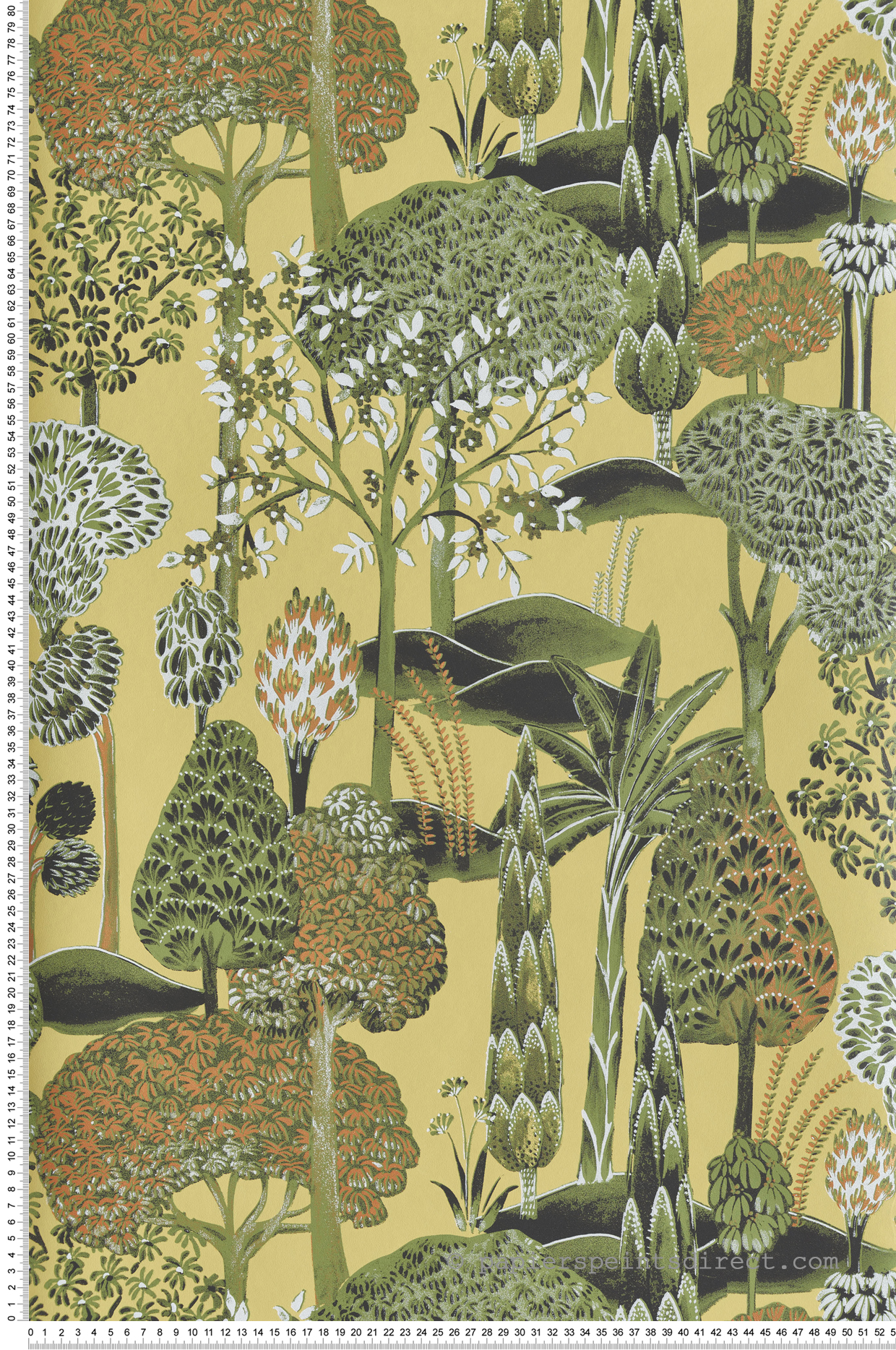 Papier peint Forêt Exotique Viray vert citron métallisé - Summer de Masureel | Réf. MAS-SUM003