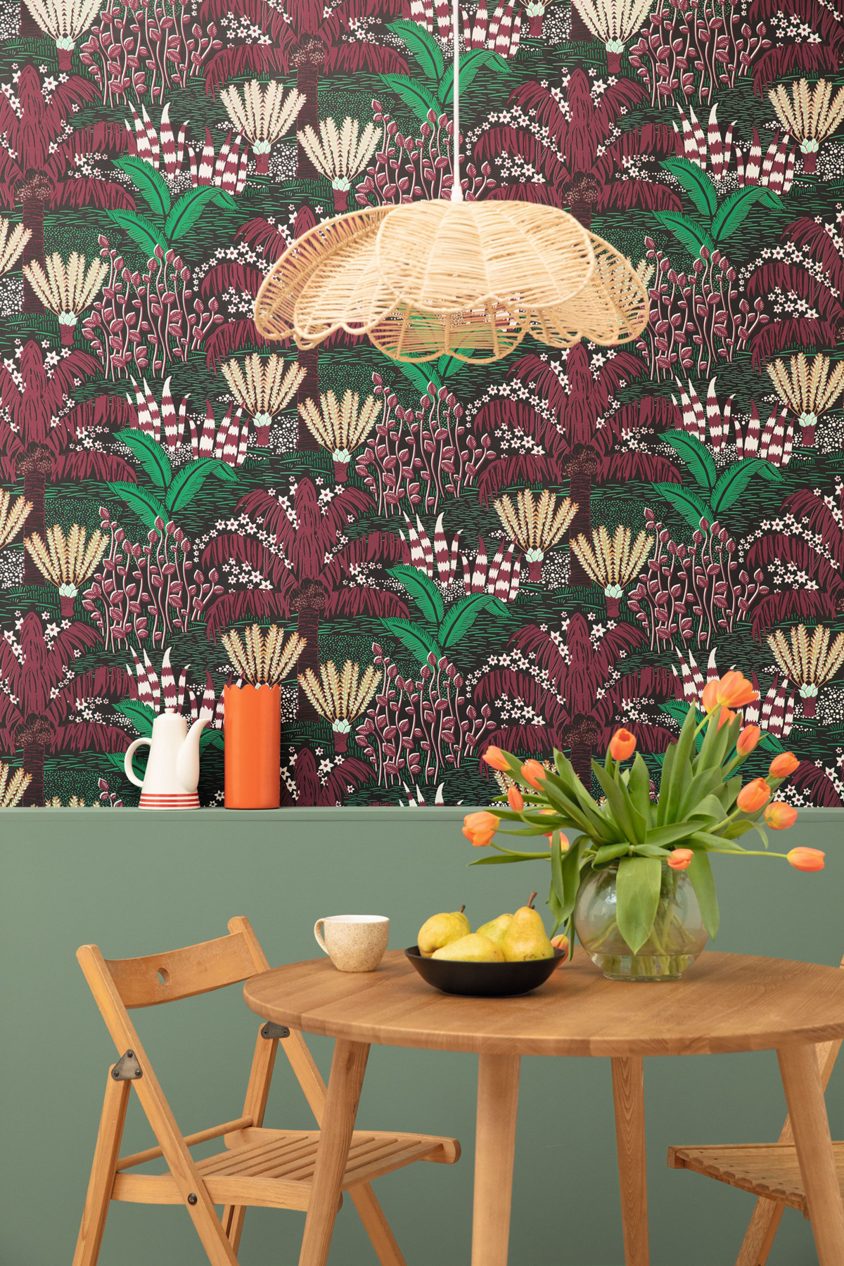 Papier peint Palmier Palmeraie noir bordeaux - L'Epopée de Casélio | Réf. EPO103699080