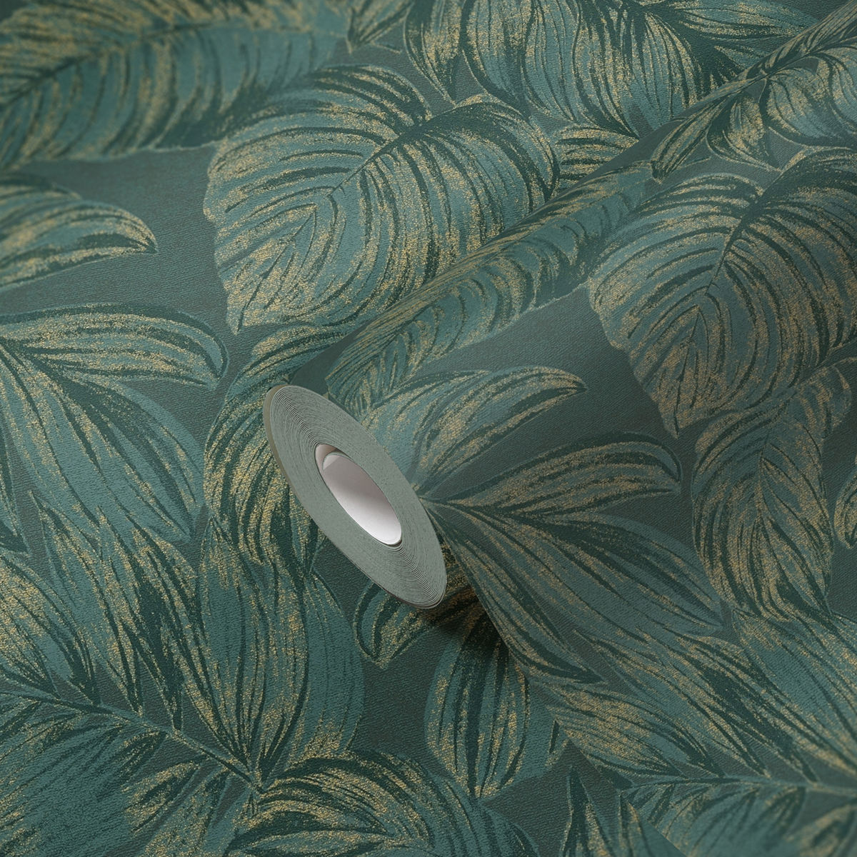 Papier peint Feuille Palme vert doré - Casual Living d'A.S. Création AMB5| Réf. AS-393401